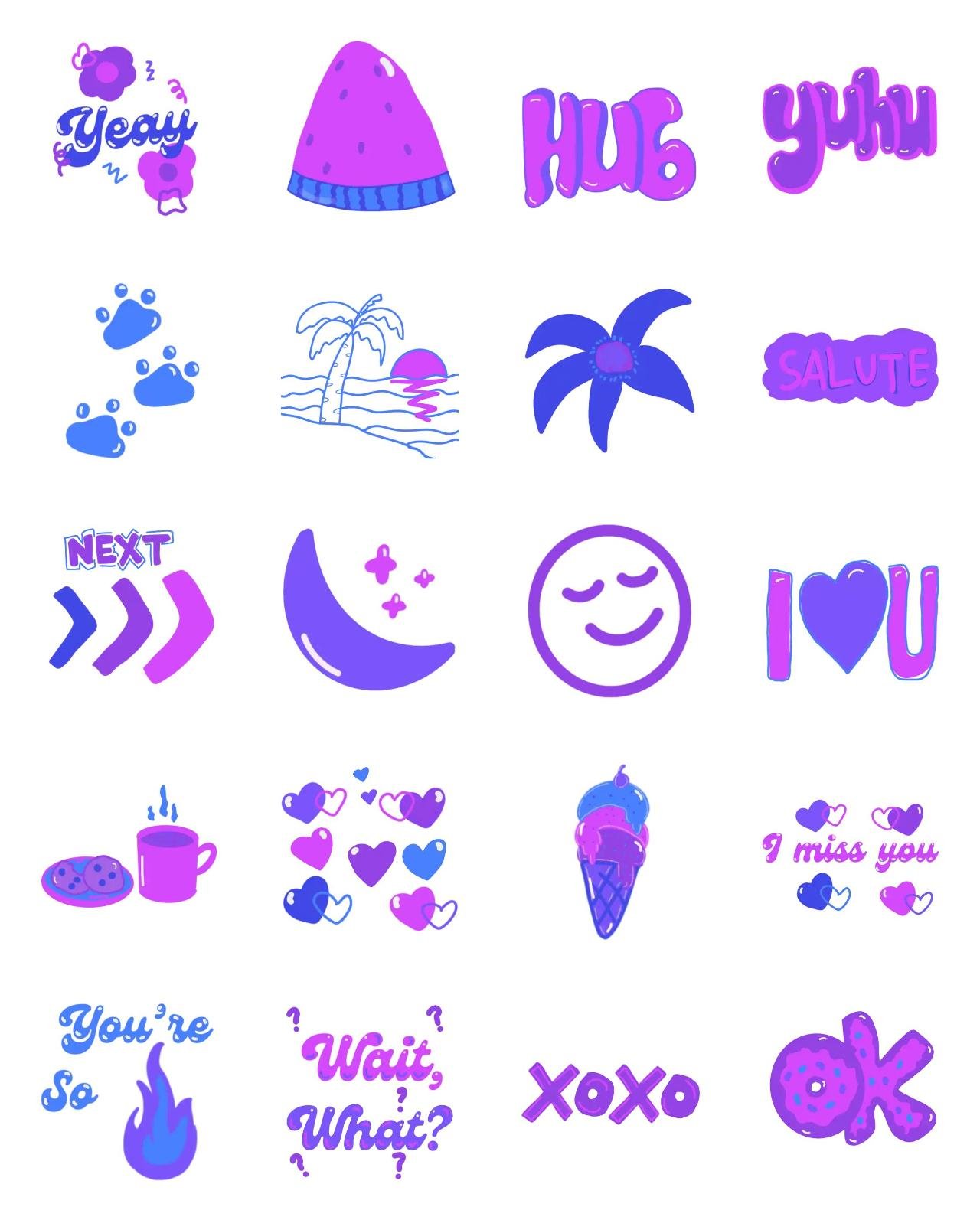 Pink purple Food/Drink sticker pack for Whatsapp, Telegram, Signal, and others chatting and message apps