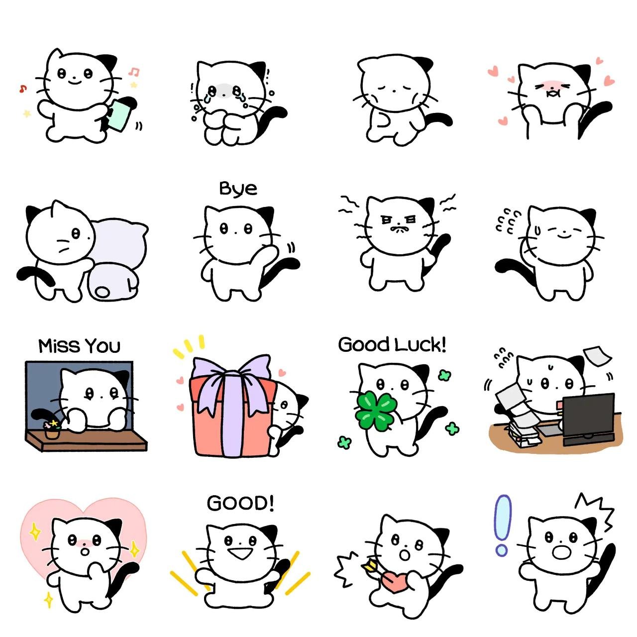 Gonyang is a retro cute kitty2 Animals,Phrases,Animation/Cartoon sticker pack for Whatsapp, Telegram, Signal, and others chatting and message apps