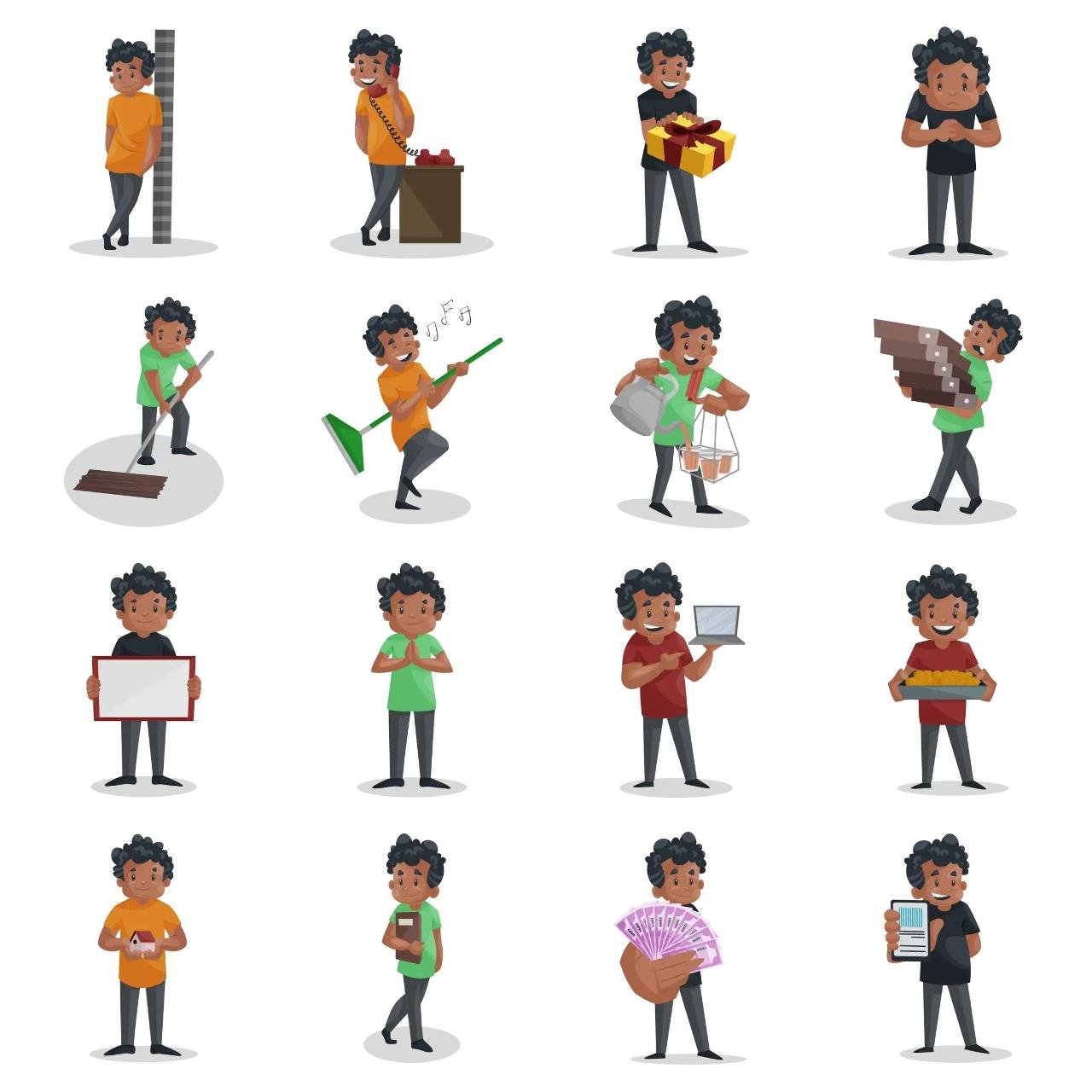 Office Boy Animation/Cartoon,INDIA,People sticker pack for Whatsapp, Telegram, Signal, and others chatting and message apps