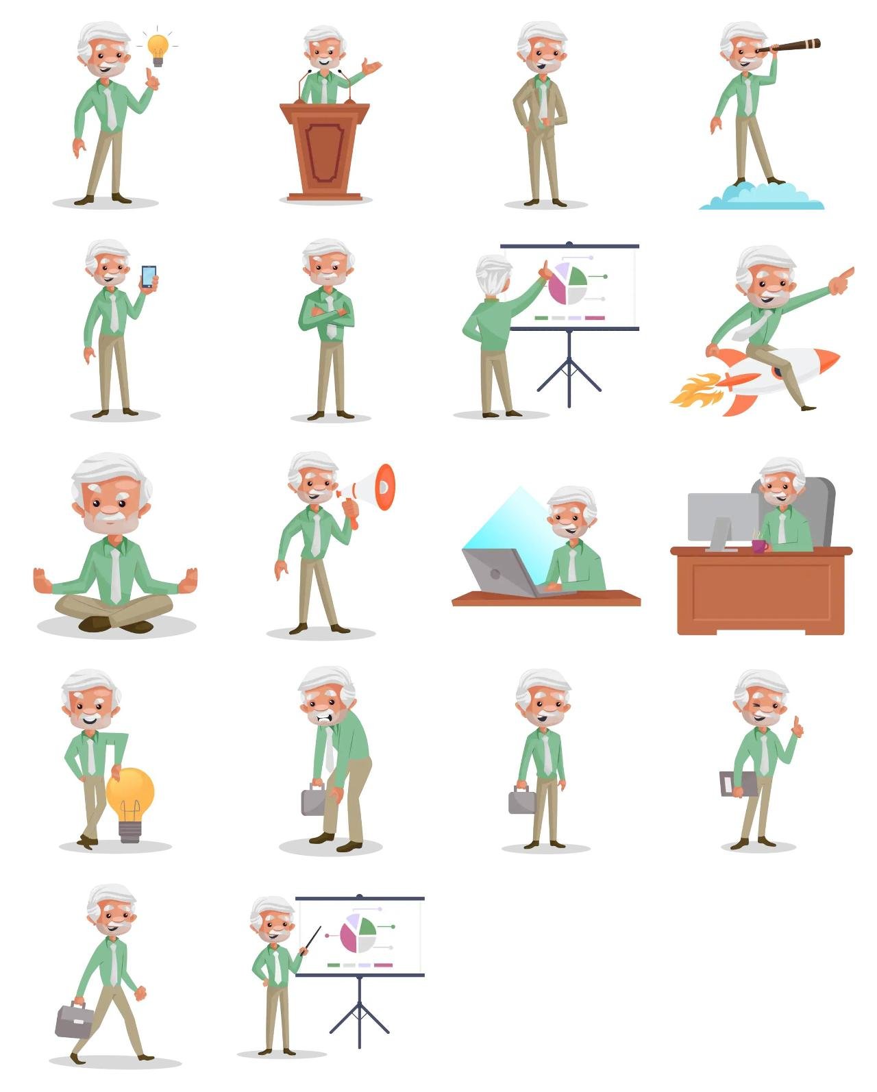 Business Man 01 Animation/Cartoon,INDIA,People sticker pack for Whatsapp, Telegram, Signal, and others chatting and message apps