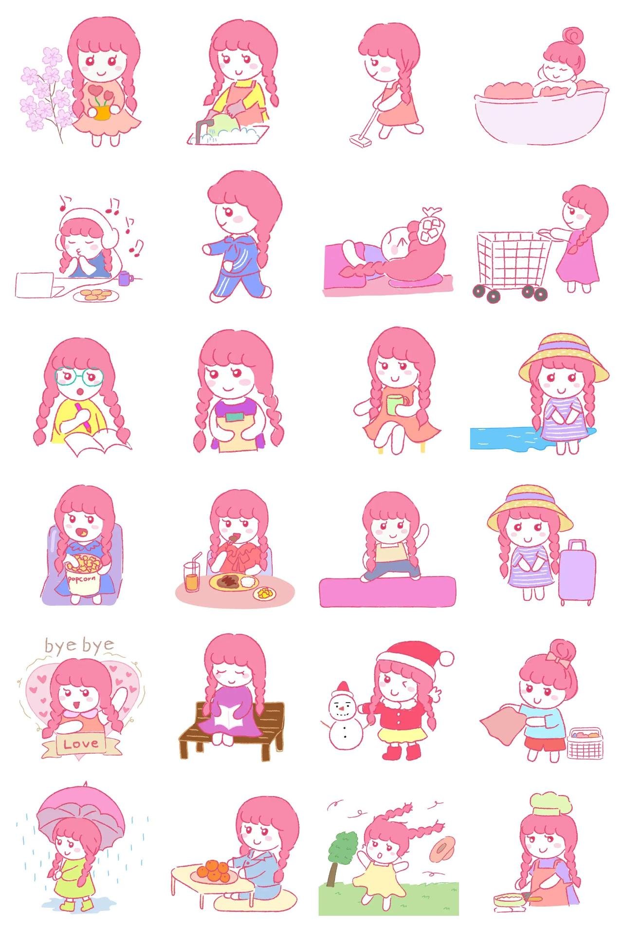 Girl's daily life People,Romance,Etc sticker pack for Whatsapp, Telegram, Signal, and others chatting and message apps