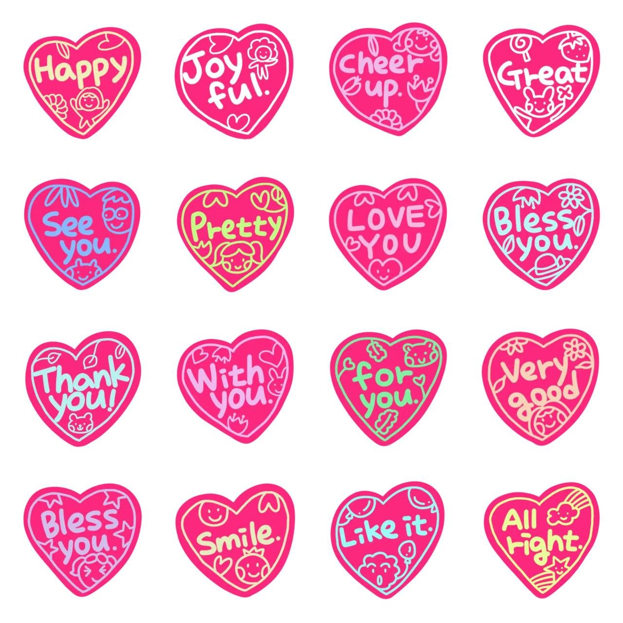 Heart stamp message Etc,Phrases,Romance sticker pack for Whatsapp, Telegram, Signal, and others chatting and message apps