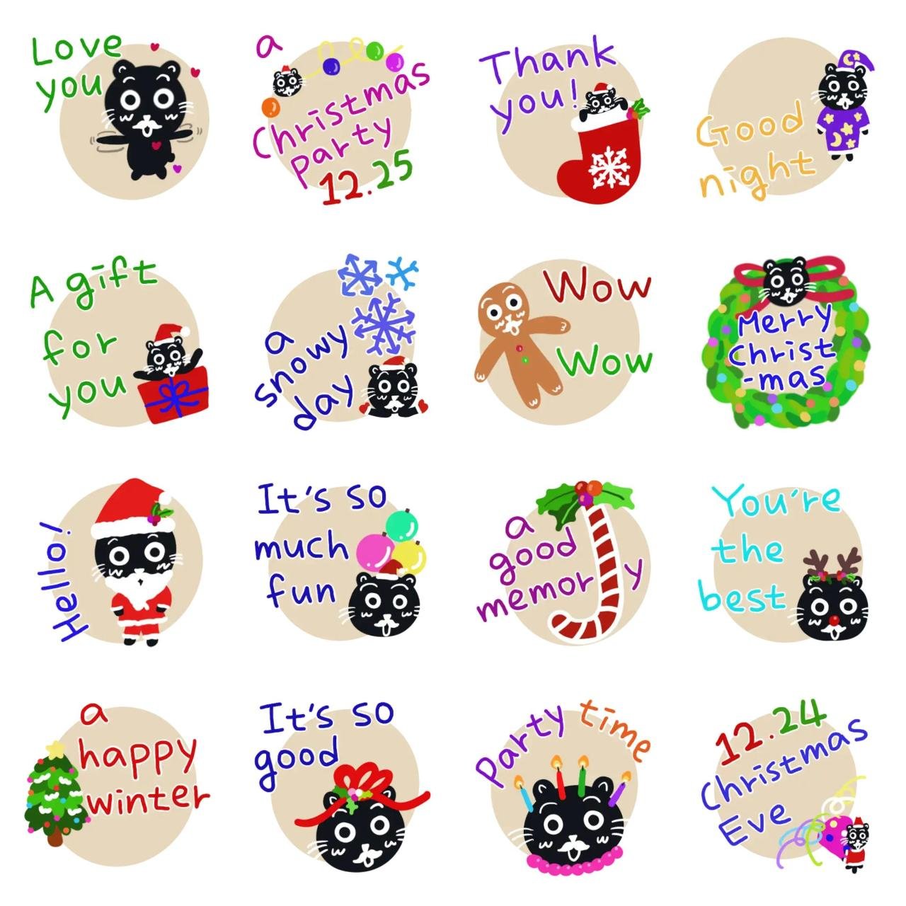 Christmas stickers Christmas,New year's day,Animals sticker pack for Whatsapp, Telegram, Signal, and others chatting and message apps