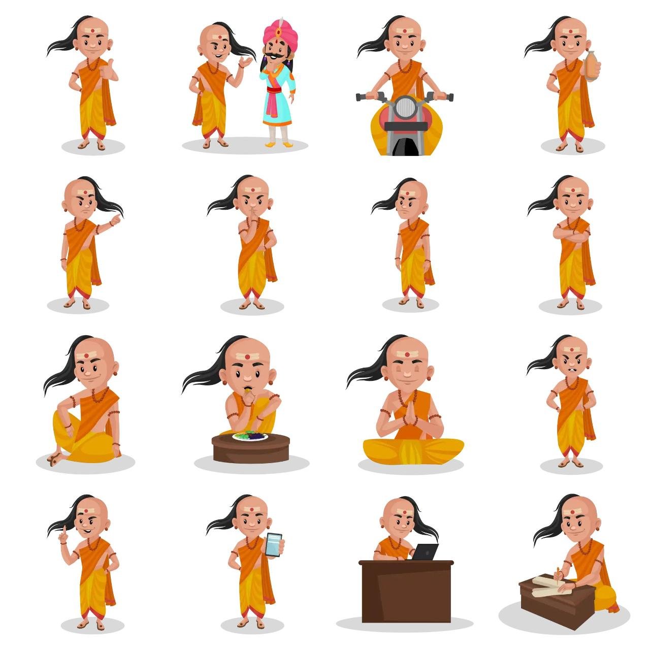 Chanakya Animation/Cartoon,INDIA,People sticker pack for Whatsapp, Telegram, Signal, and others chatting and message apps