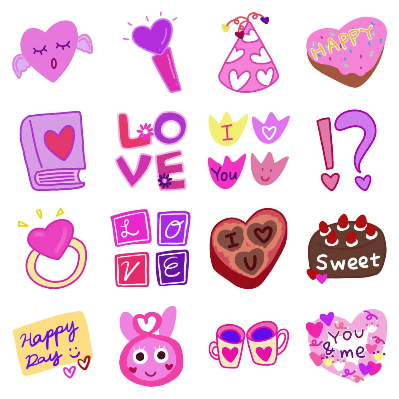 Valentine's Day sticker. 2. Valentine,Anniversary,Romance sticker pack for Whatsapp, Telegram, Signal, and others chatting and message apps