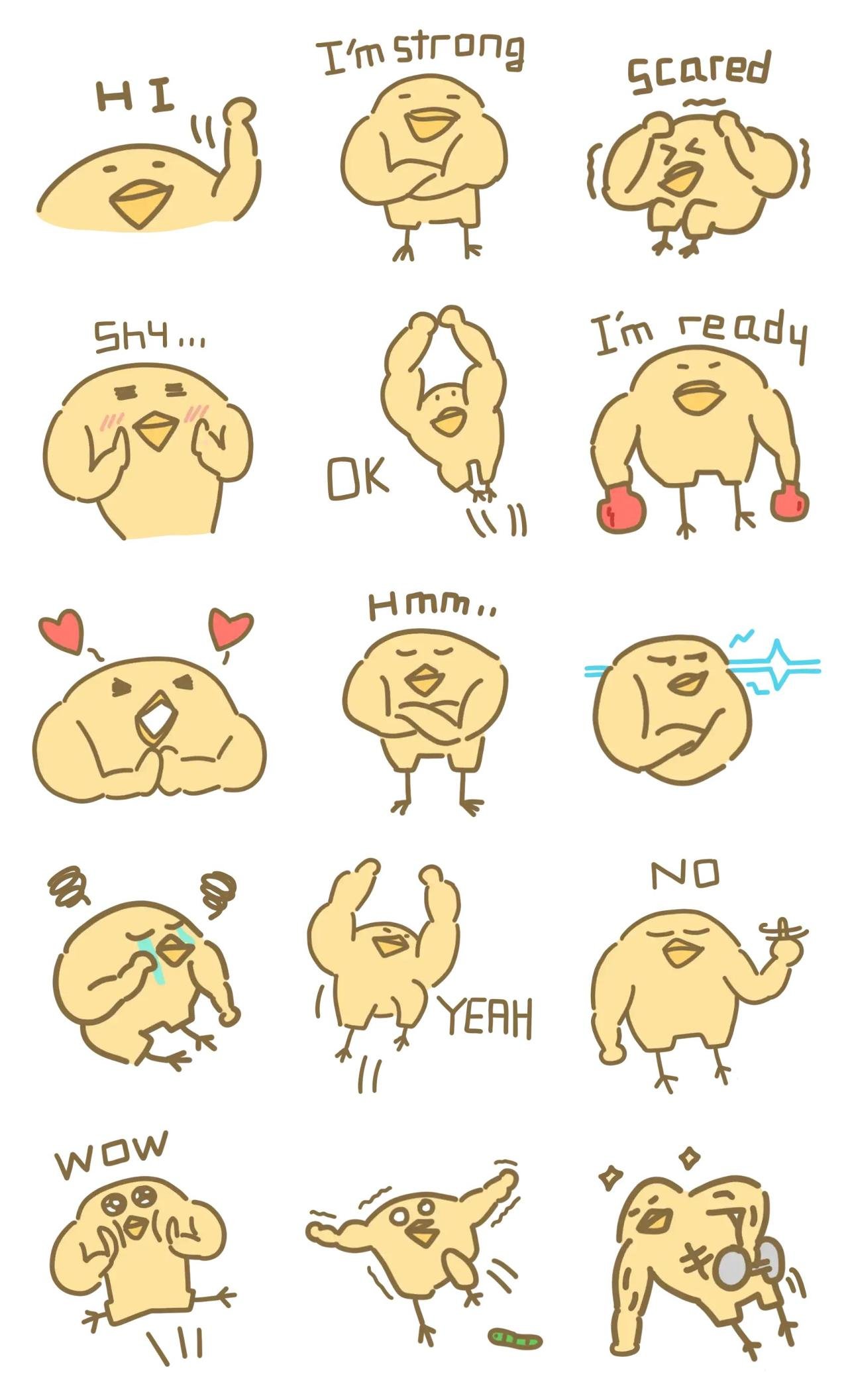 Strong chick Animals sticker pack for Whatsapp, Telegram, Signal, and others chatting and message apps