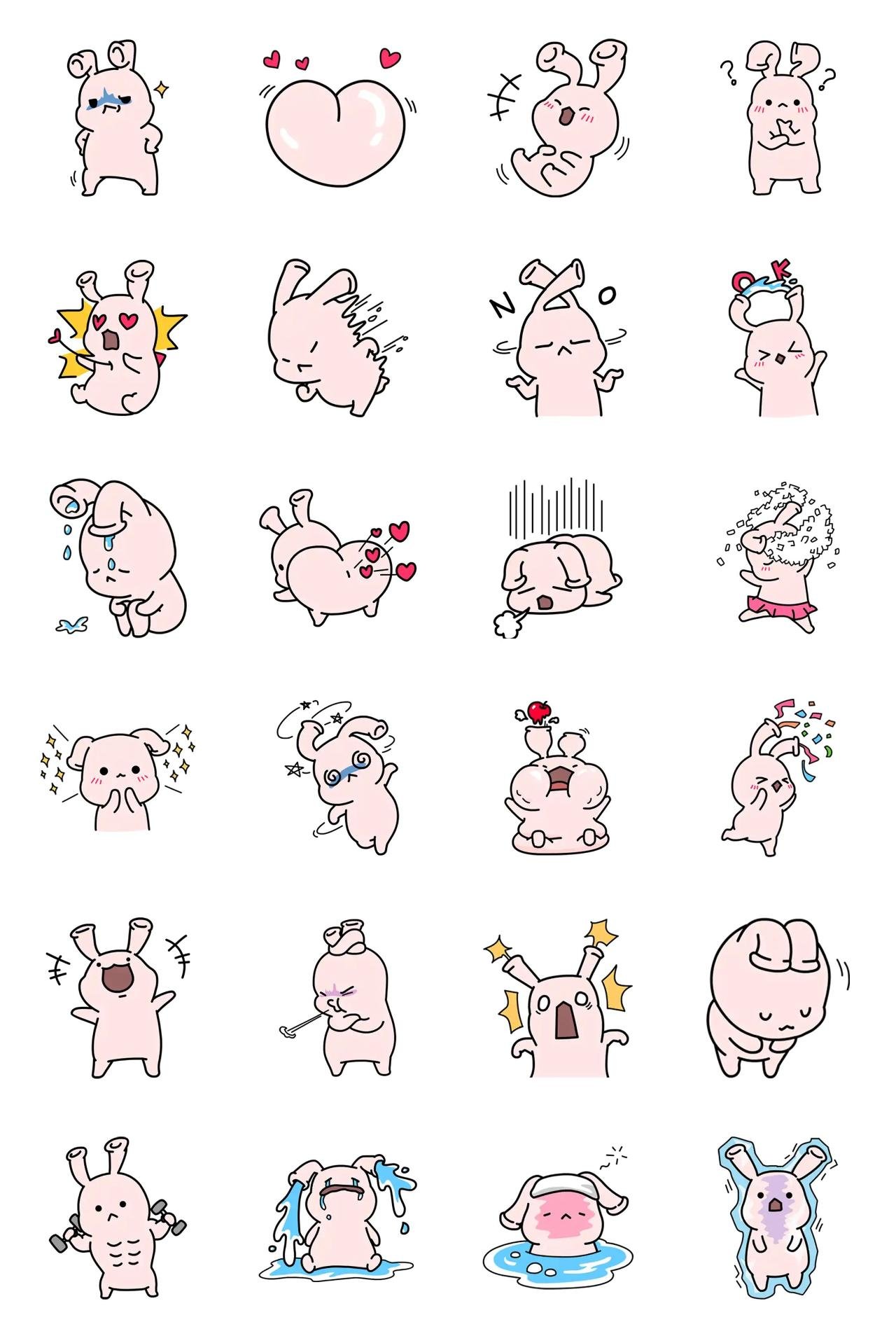 Cute baby rabbit Hato Animals sticker pack for Whatsapp, Telegram, Signal, and others chatting and message apps