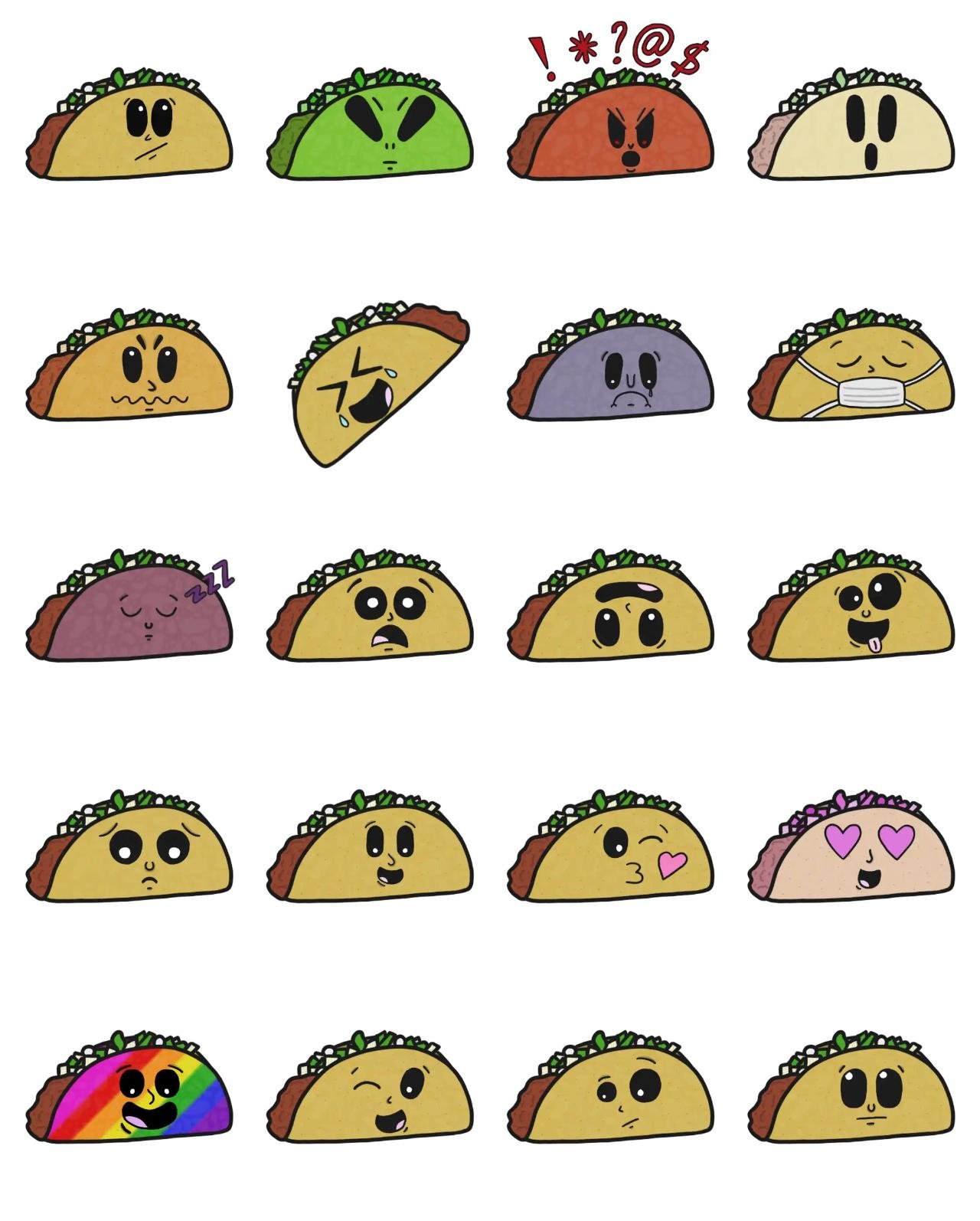 Taco 'Bout Emotions Food/Drink,emotion sticker pack for Whatsapp, Telegram, Signal, and others chatting and message apps