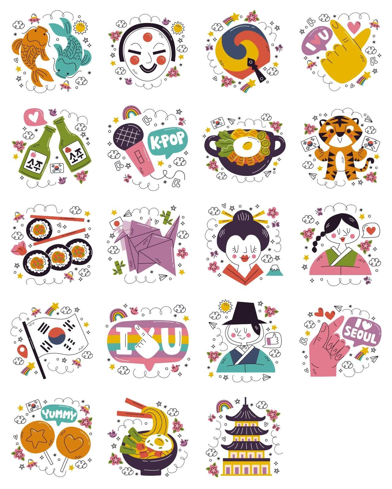 Korean Culture FAMILY,People,Culture sticker pack for Whatsapp, Telegram, Signal, and others chatting and message apps