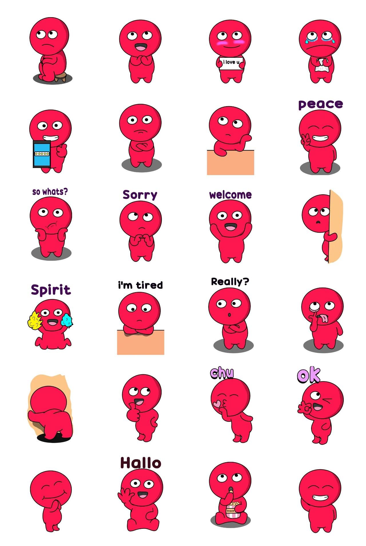 Red bald head Animation/Cartoon,Food/Drink,FAMILY sticker pack for Whatsapp, Telegram, Signal, and others chatting and message apps