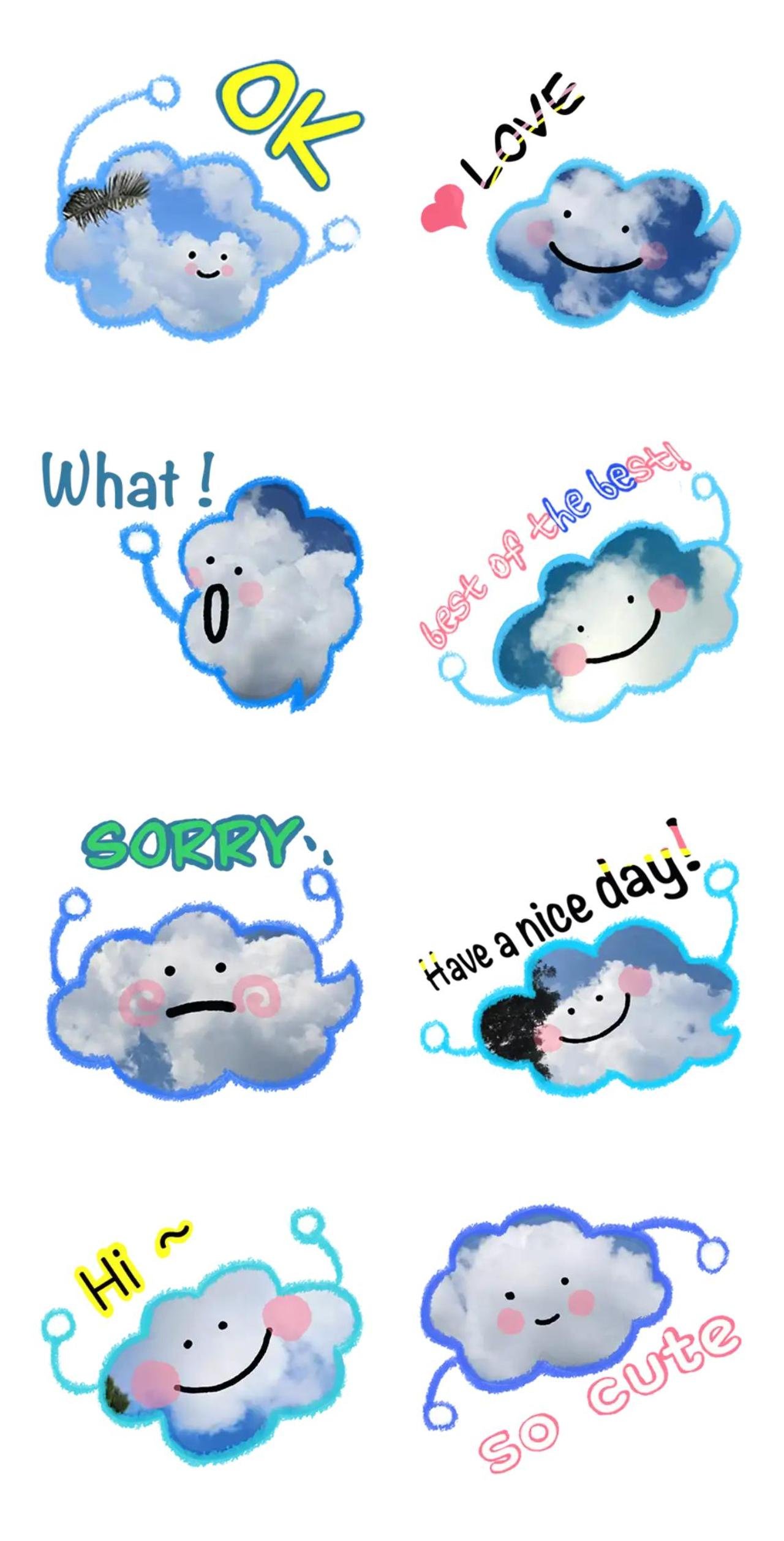 cloud emotion,adjective sticker pack for Whatsapp, Telegram, Signal, and others chatting and message apps