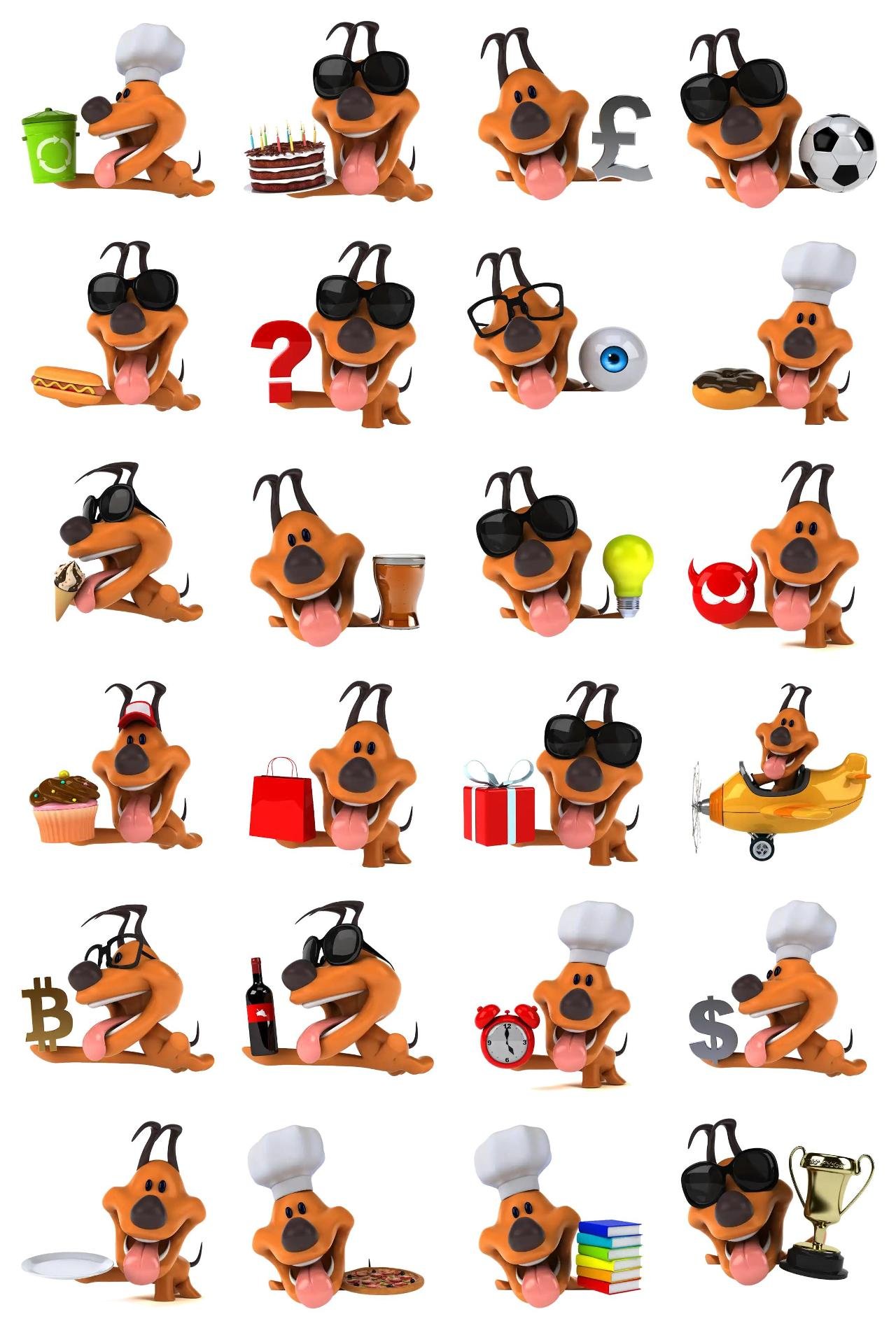 Dog 3D Animals,FAMILY,People sticker pack for Whatsapp, Telegram, Signal, and others chatting and message apps