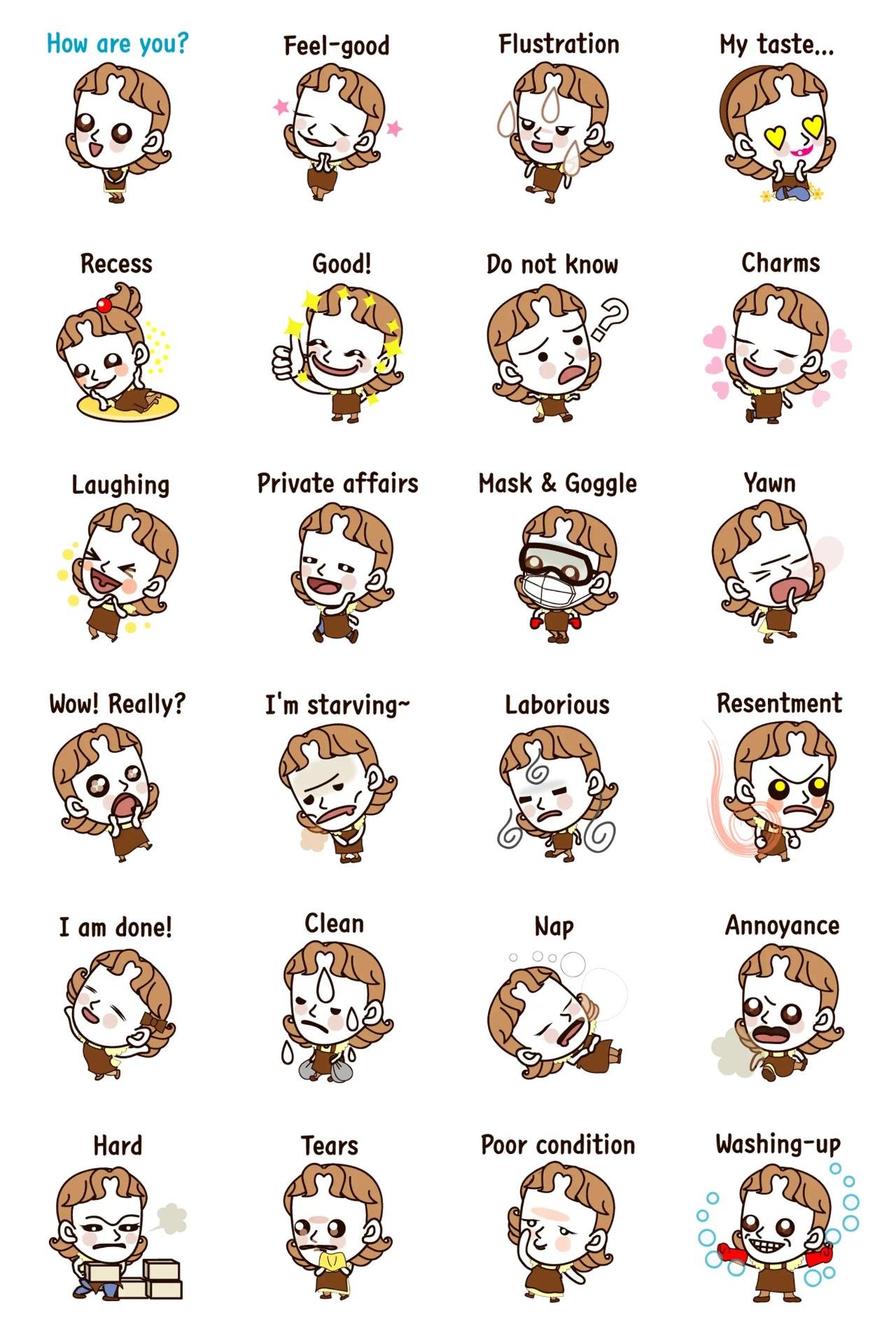 Joy's in the cafe Animation/Cartoon sticker pack for Whatsapp, Telegram, Signal, and others chatting and message apps