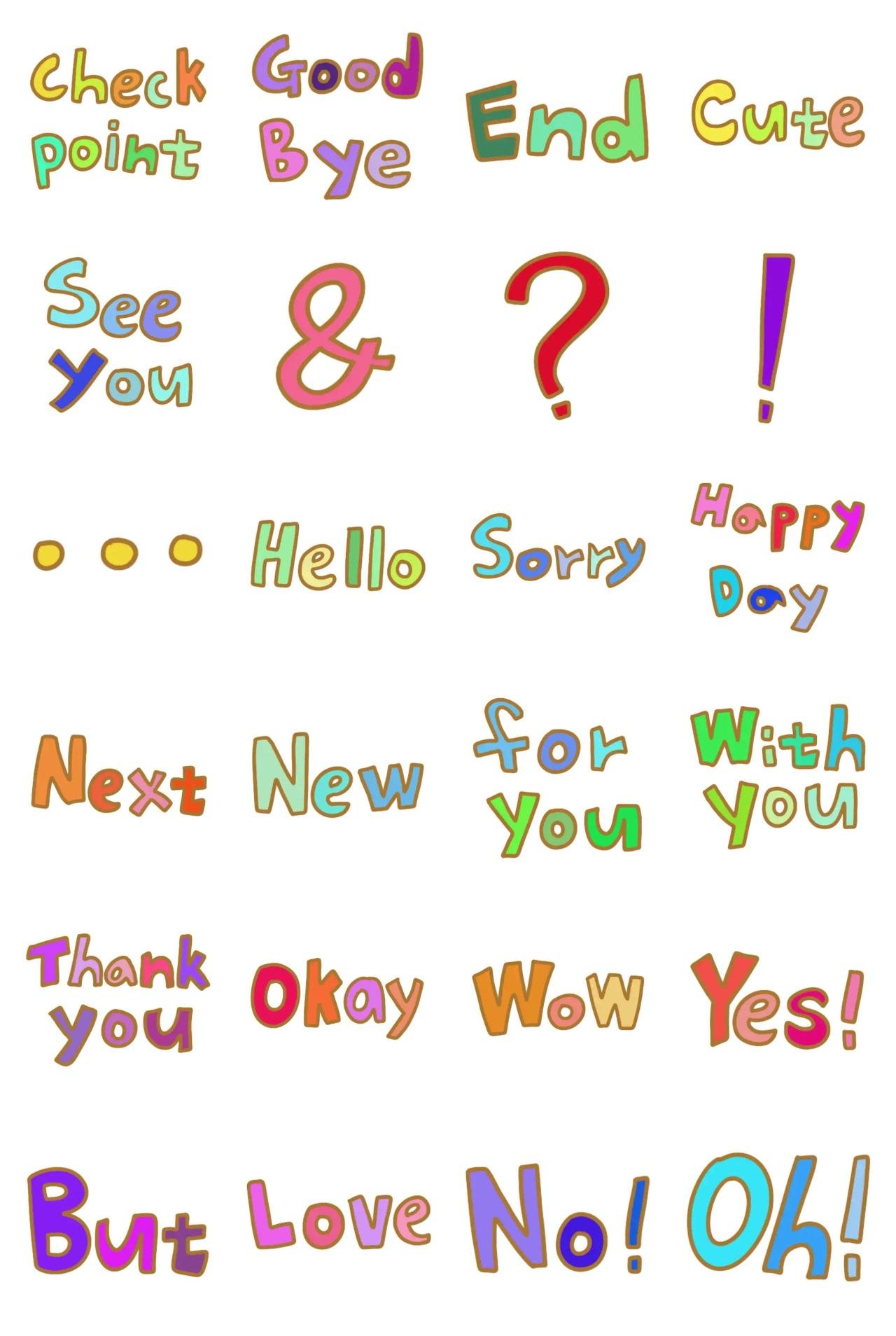 Colorful lettering Phrases,Etc sticker pack for Whatsapp, Telegram, Signal, and others chatting and message apps