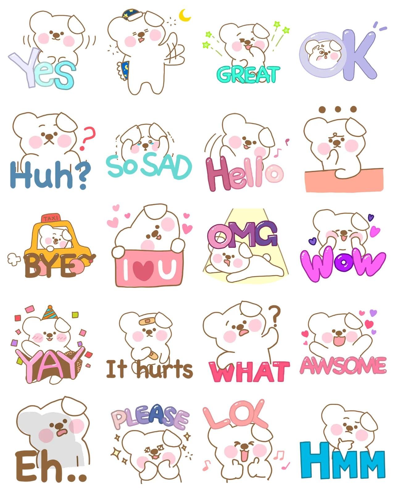 GOMGOMI with big letter Animation/Cartoon,Gag sticker pack for Whatsapp, Telegram, Signal, and others chatting and message apps