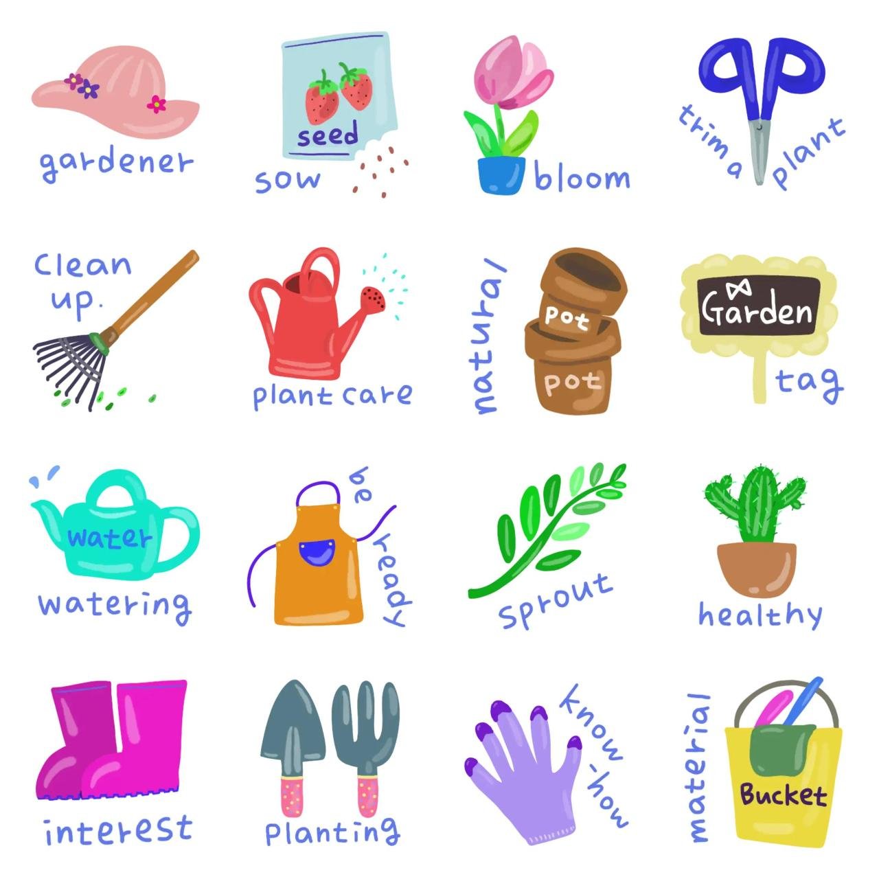 Happy gardening 1. Plants,Weather/Nature,Etc sticker pack for Whatsapp, Telegram, Signal, and others chatting and message apps