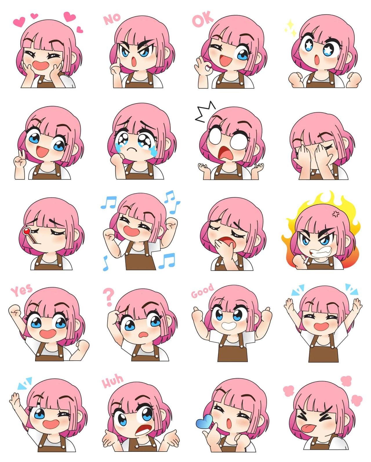 Anime cute girl Animation/Cartoon,People,Romance sticker pack for Whatsapp, Telegram, Signal, and others chatting and message apps