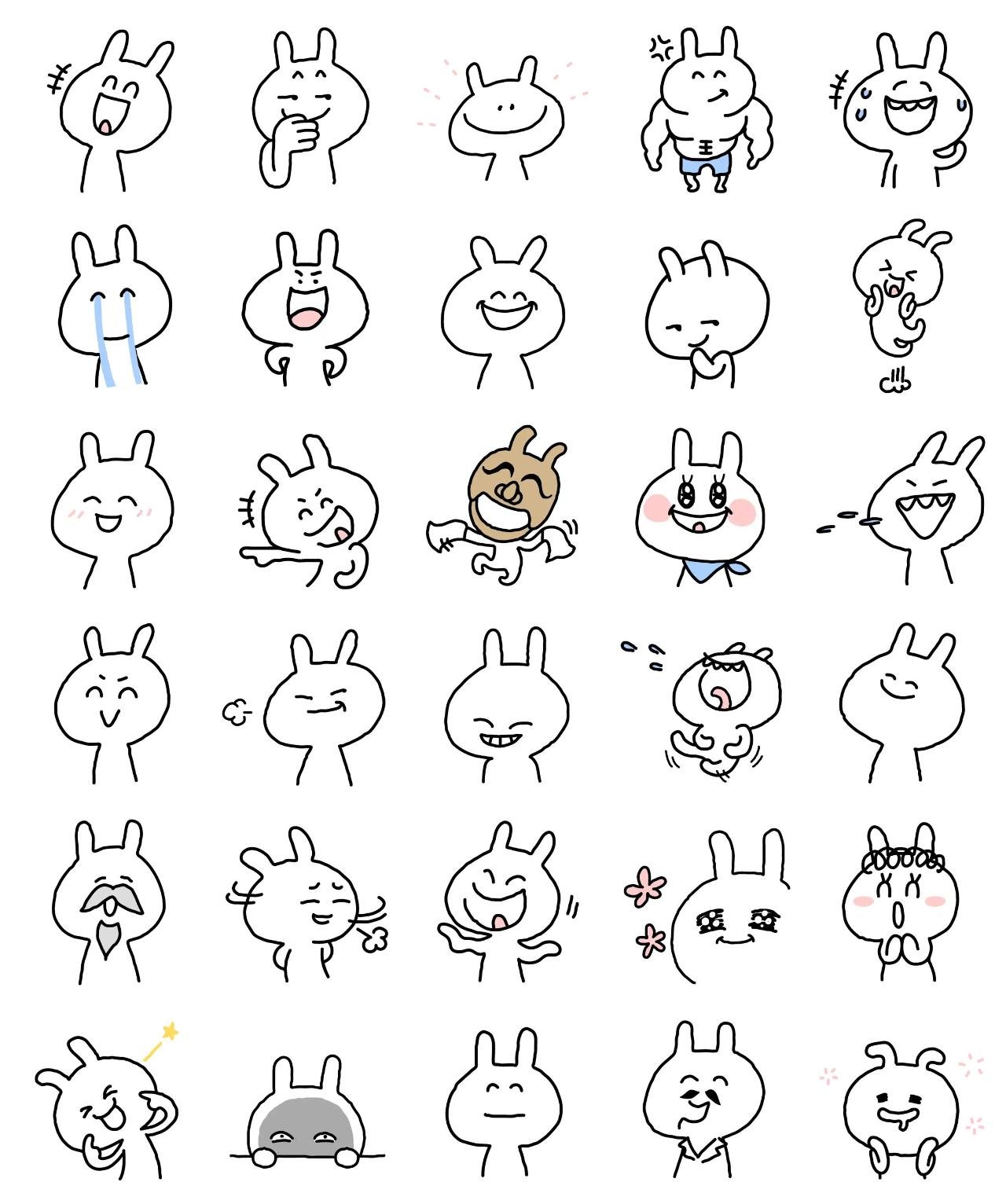 Various laughs of rabbit Gag,emotion sticker pack for Whatsapp, Telegram, Signal, and others chatting and message apps