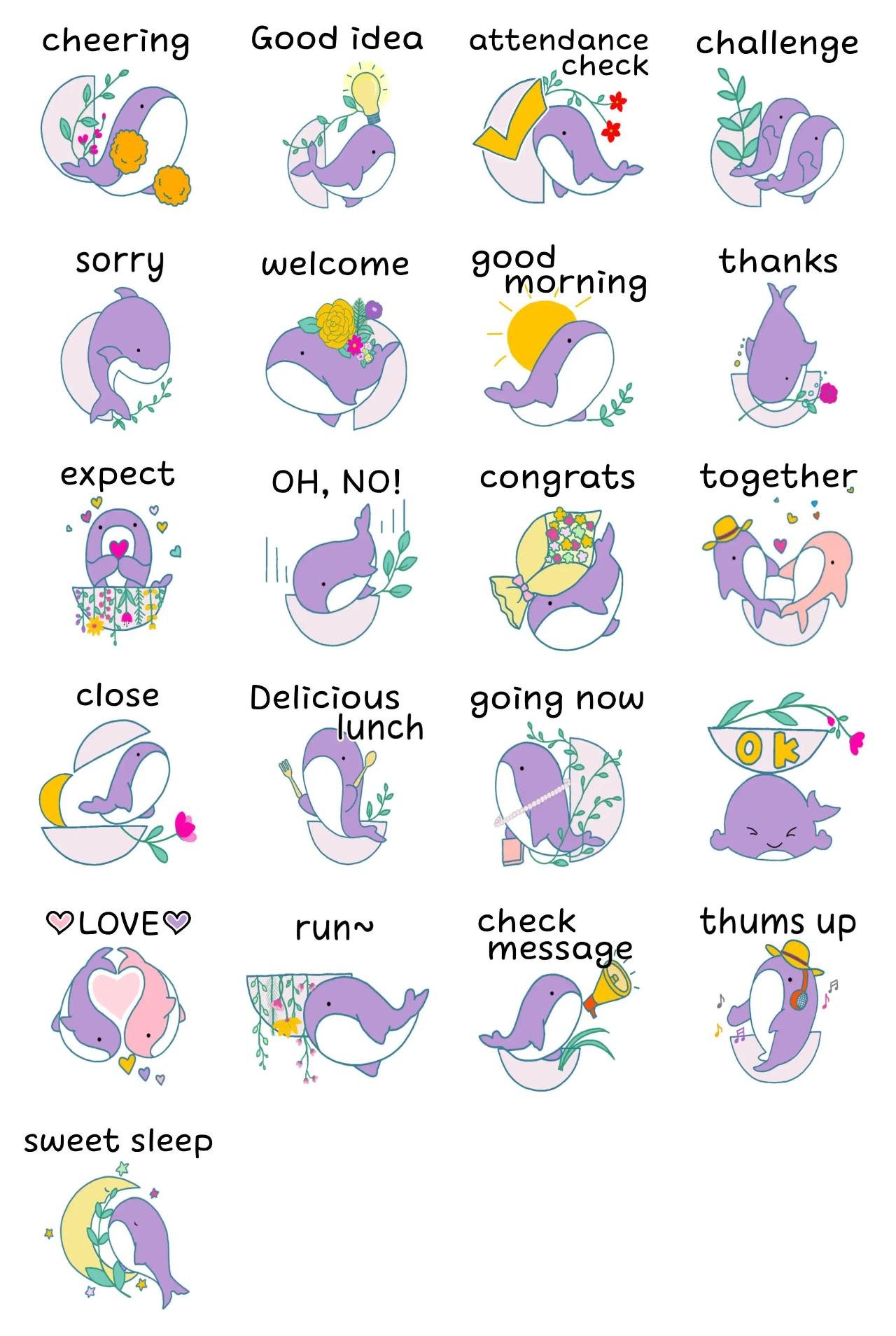 My whale friend ruri Animals,Plants,Culture sticker pack for Whatsapp, Telegram, Signal, and others chatting and message apps