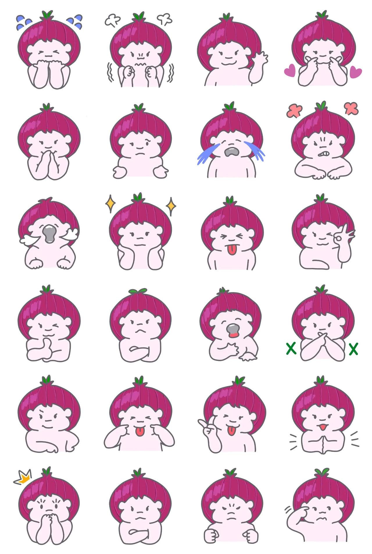 Purple Onion Plants sticker pack for Whatsapp, Telegram, Signal, and others chatting and message apps