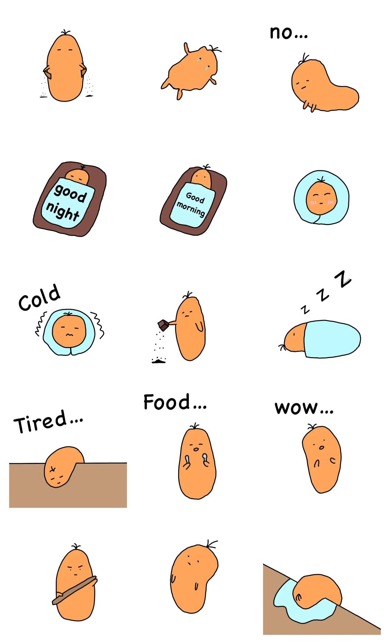 Lazy Carrot Plants,Phrases,Food/Drink sticker pack for Whatsapp, Telegram, Signal, and others chatting and message apps