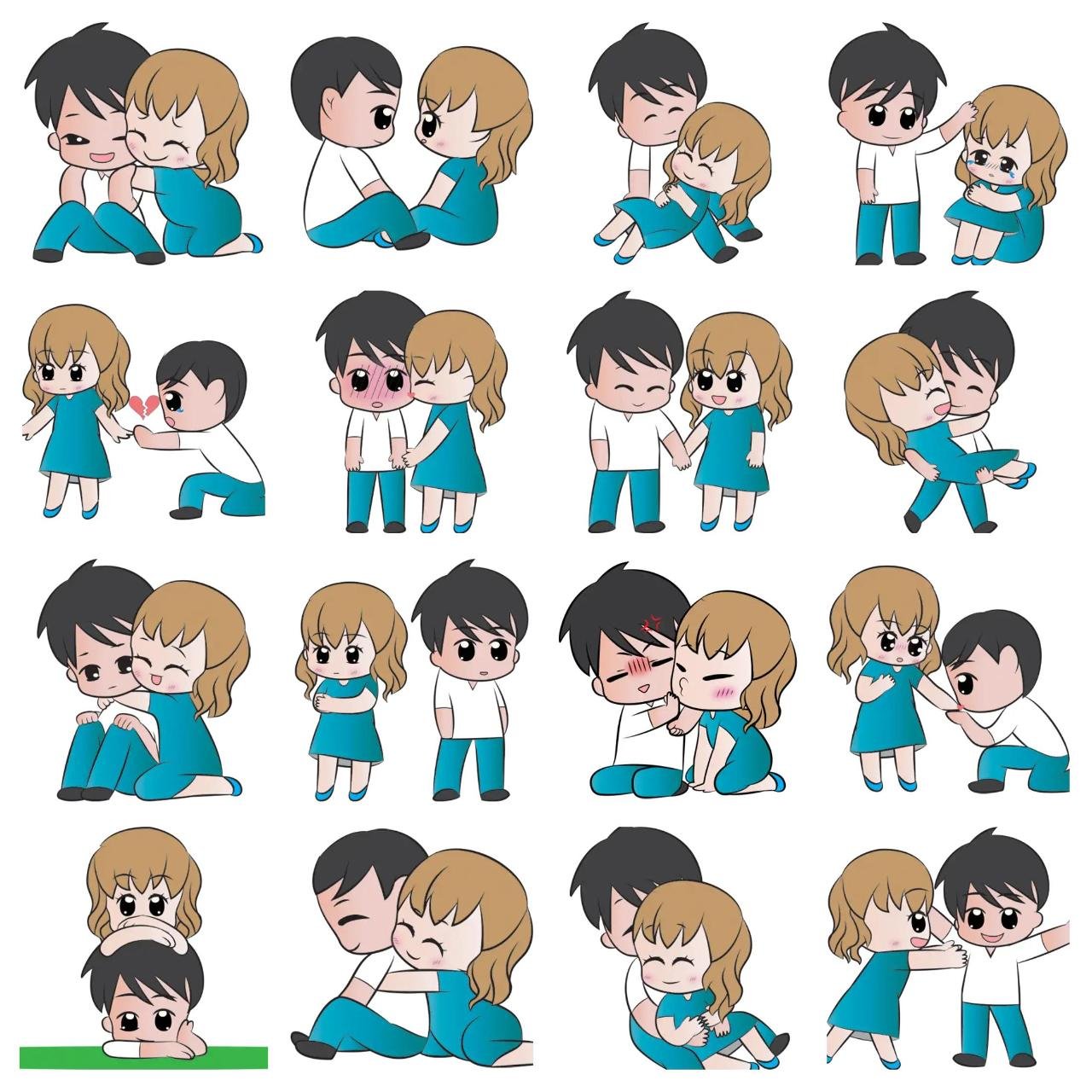 Sara and Jojo in love Animation/Cartoon,Romance sticker pack for Whatsapp, Telegram, Signal, and others chatting and message apps