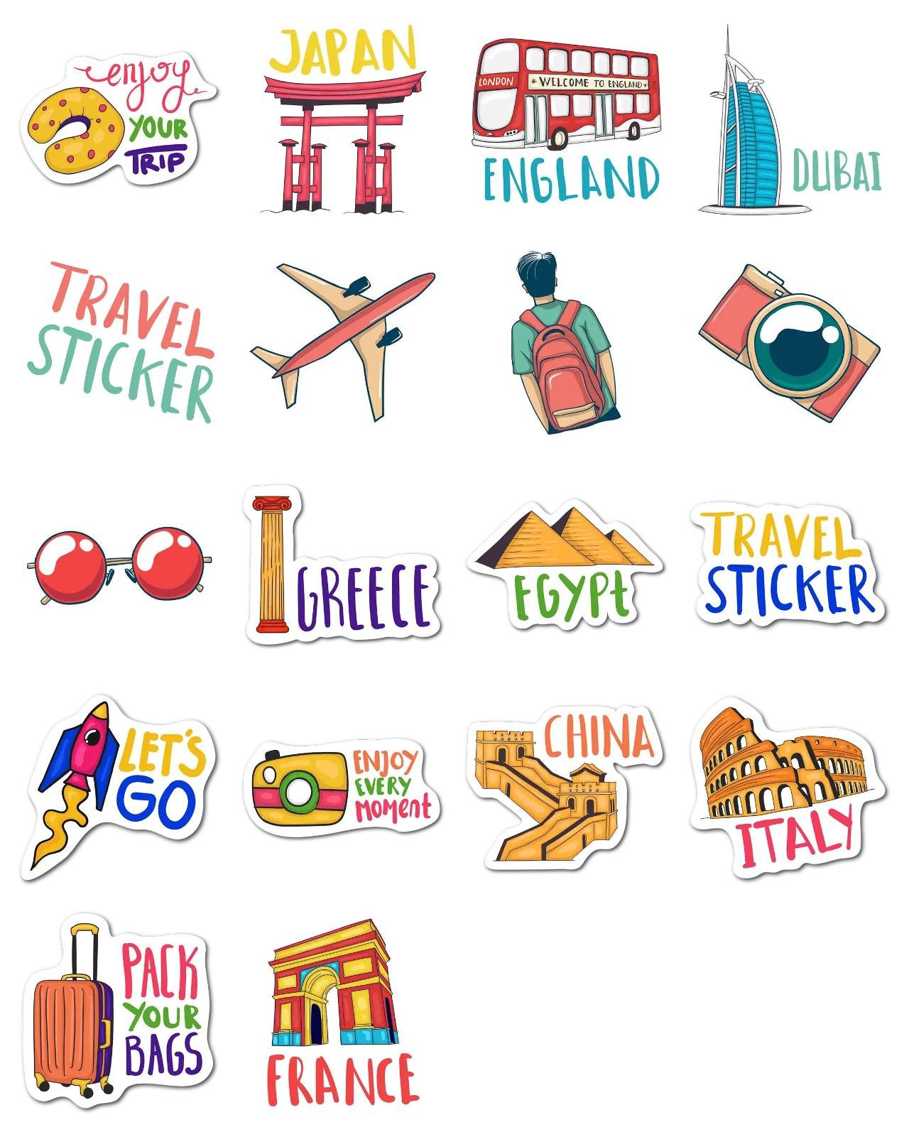 Travelling sticker set Vacation,Weather/Nature,Gag sticker pack for Whatsapp, Telegram, Signal, and others chatting and message apps