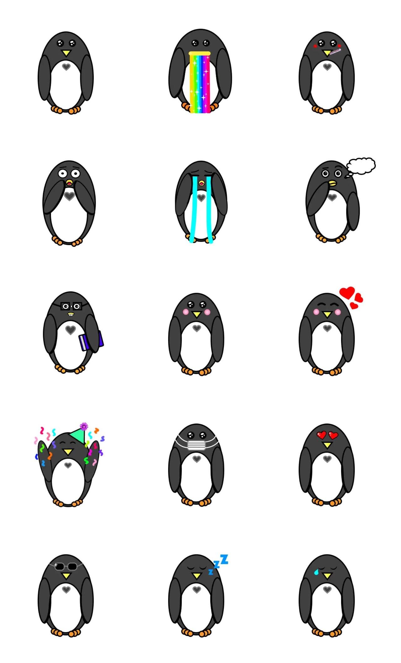 Penguin Animation/Cartoon,emotion sticker pack for Whatsapp, Telegram, Signal, and others chatting and message apps