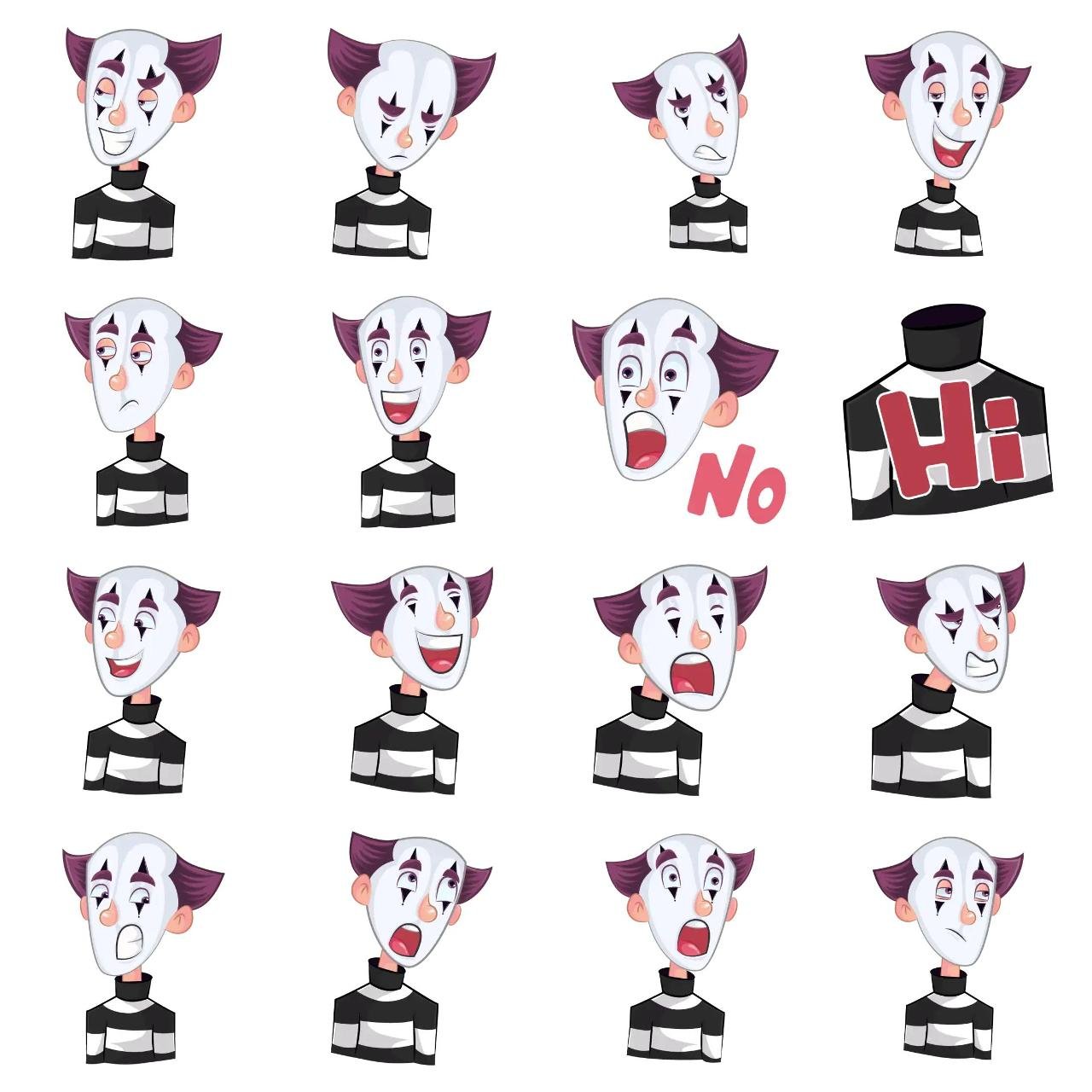 Mime Boy Animation/Cartoon,People,Halloween,INDIA sticker pack for Whatsapp, Telegram, Signal, and others chatting and message apps