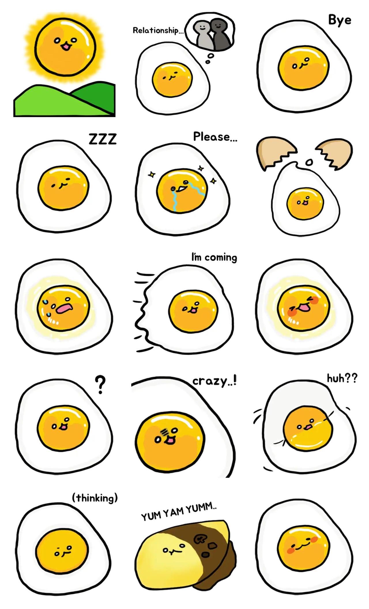 Always try! eggu! 2 Food/Drink,emotion sticker pack for Whatsapp, Telegram, Signal, and others chatting and message apps