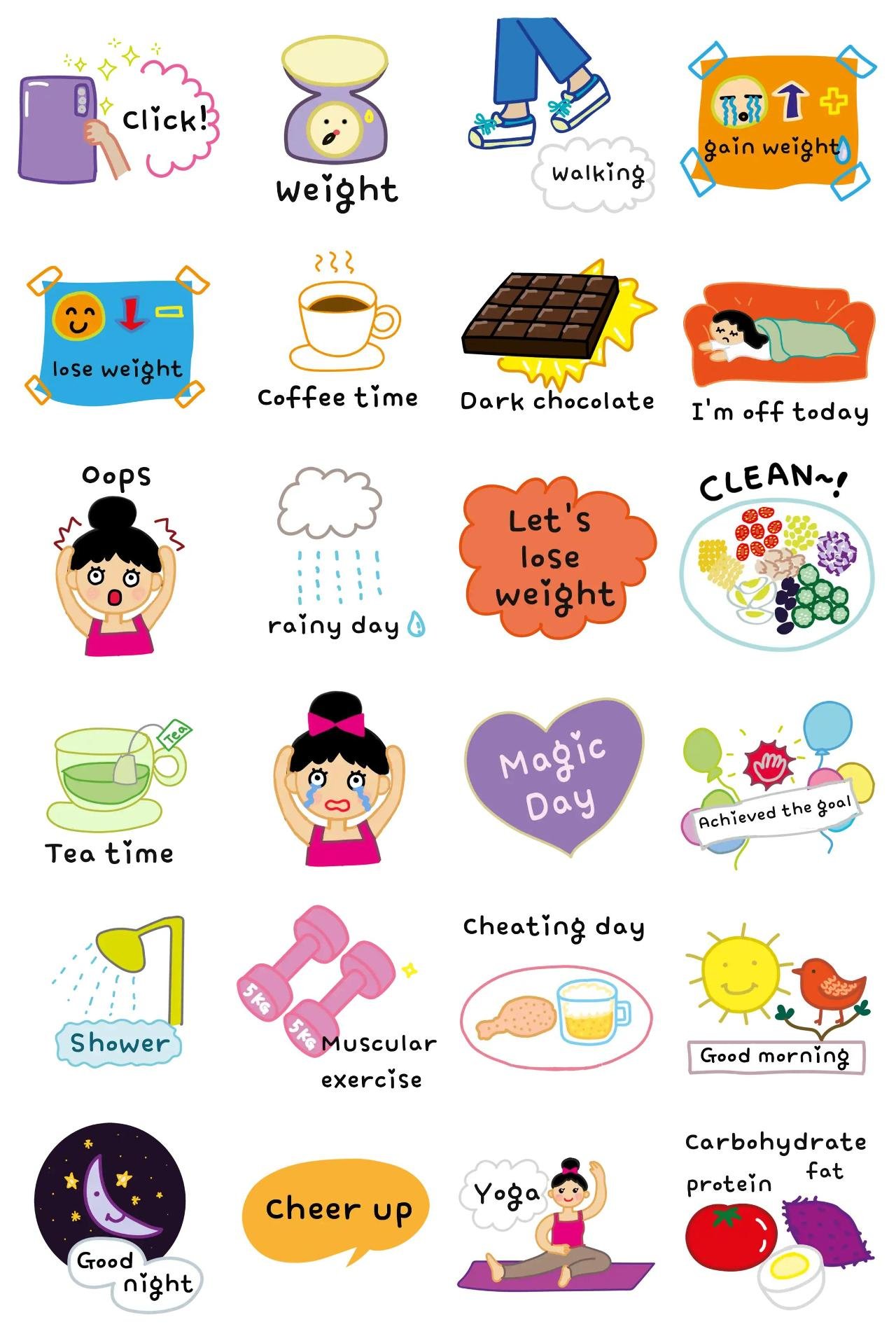 Let's go on a diet Etc,People,Sports sticker pack for Whatsapp, Telegram, Signal, and others chatting and message apps