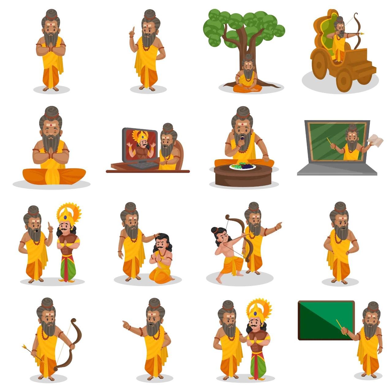 Dronacharya Animation/Cartoon,INDIA,People sticker pack for Whatsapp, Telegram, Signal, and others chatting and message apps