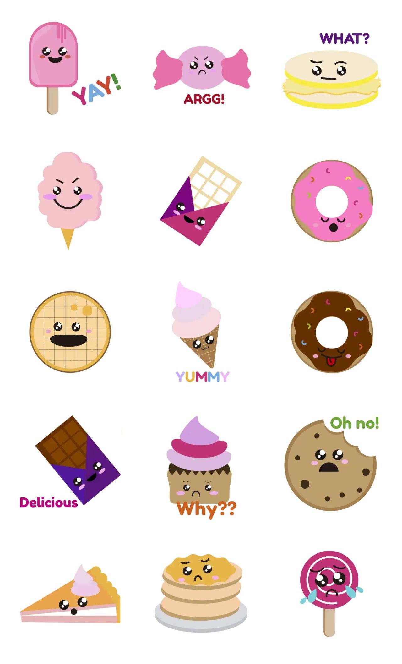 Sweet emotions Animation/Cartoon,Food/Drink sticker pack for Whatsapp, Telegram, Signal, and others chatting and message apps