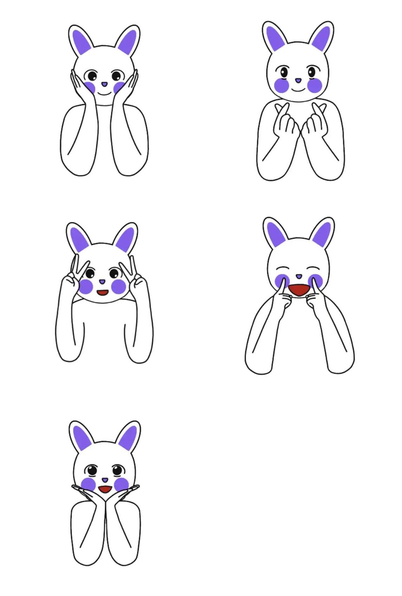 a selfie-posing rabbit Etc sticker pack for Whatsapp, Telegram, Signal, and others chatting and message apps