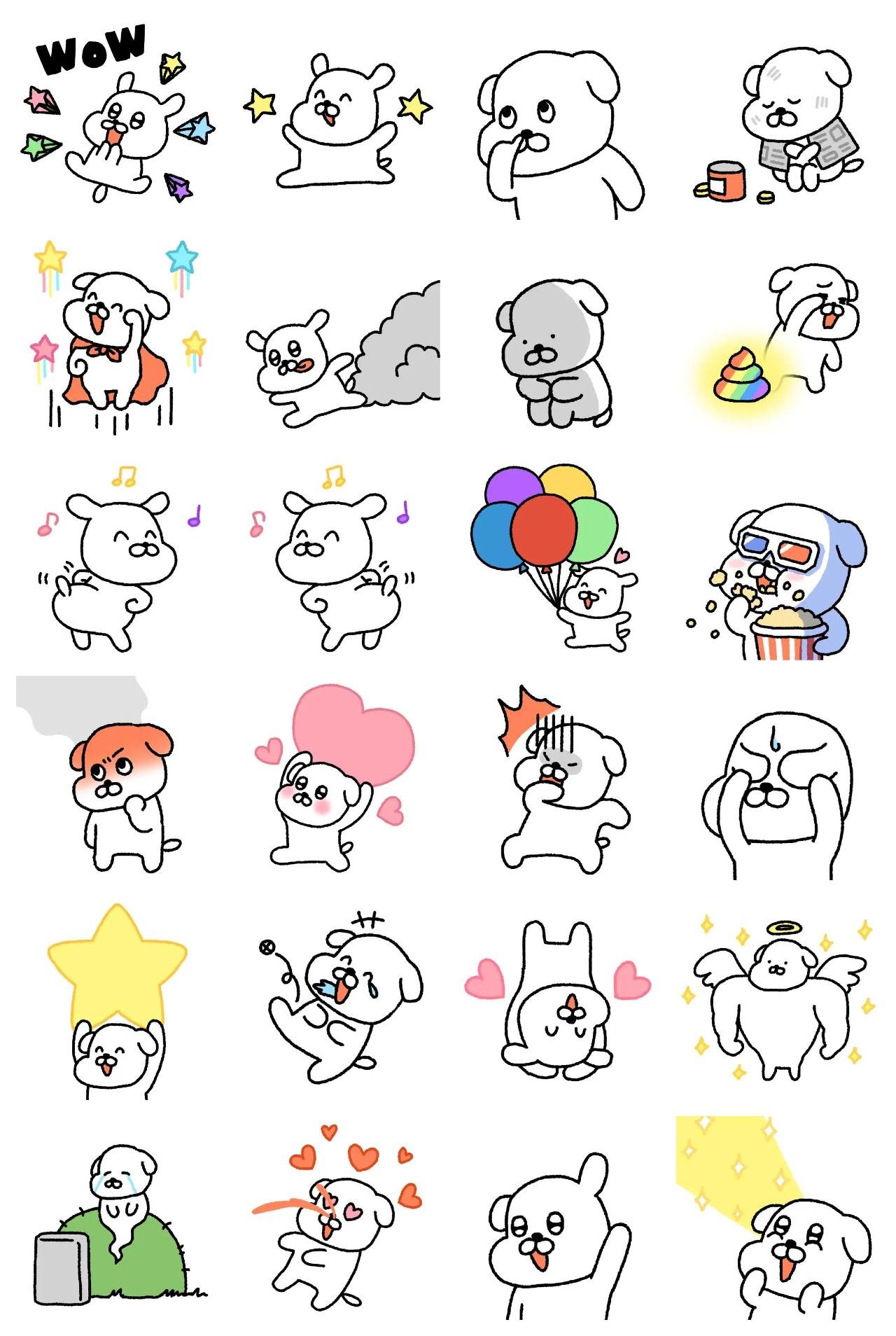 an active white puppy Animals,Etc,Animation/Cartoon sticker pack for Whatsapp, Telegram, Signal, and others chatting and message apps