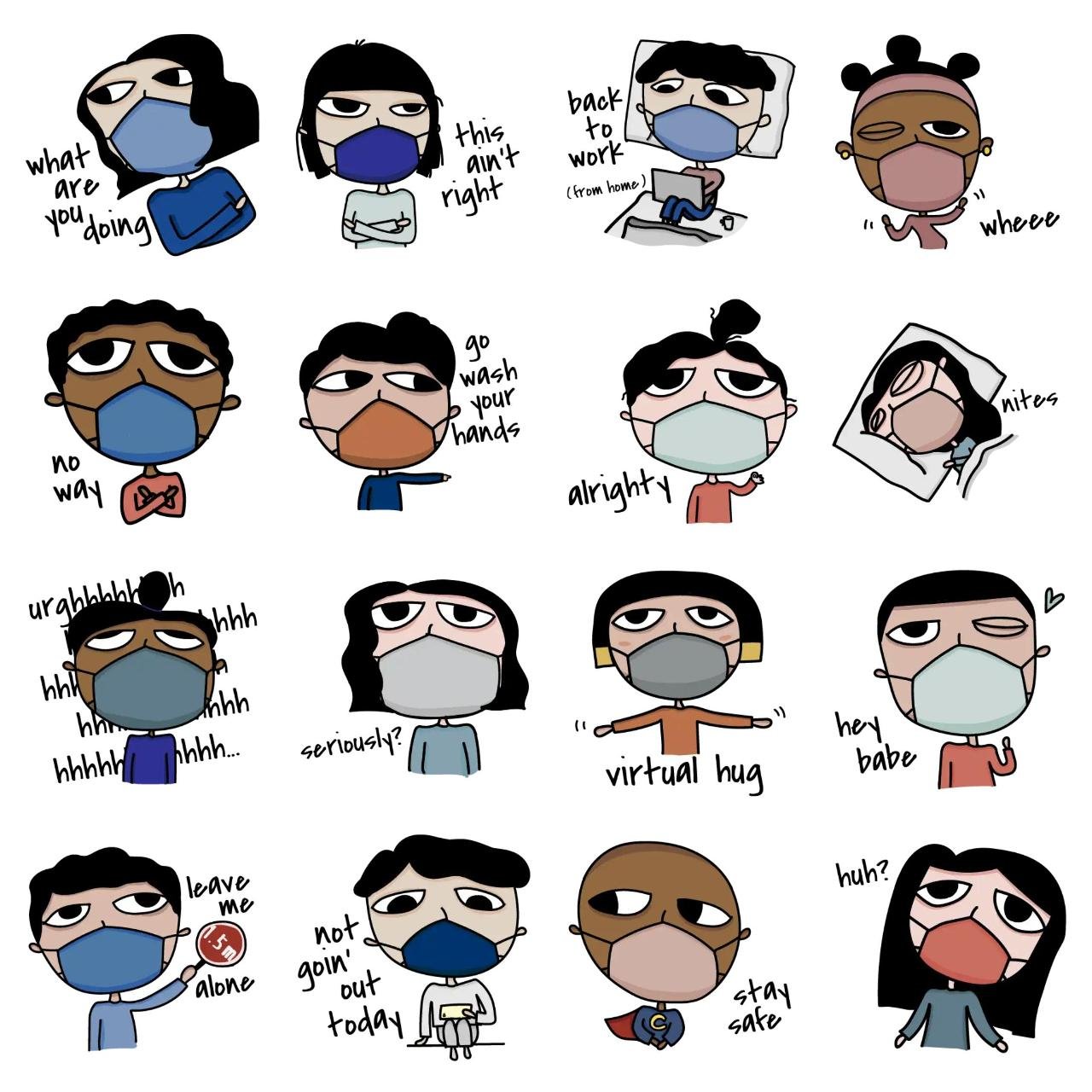 The Maskie Gang (English Version) Animation/Cartoon sticker pack for Whatsapp, Telegram, Signal, and others chatting and message apps