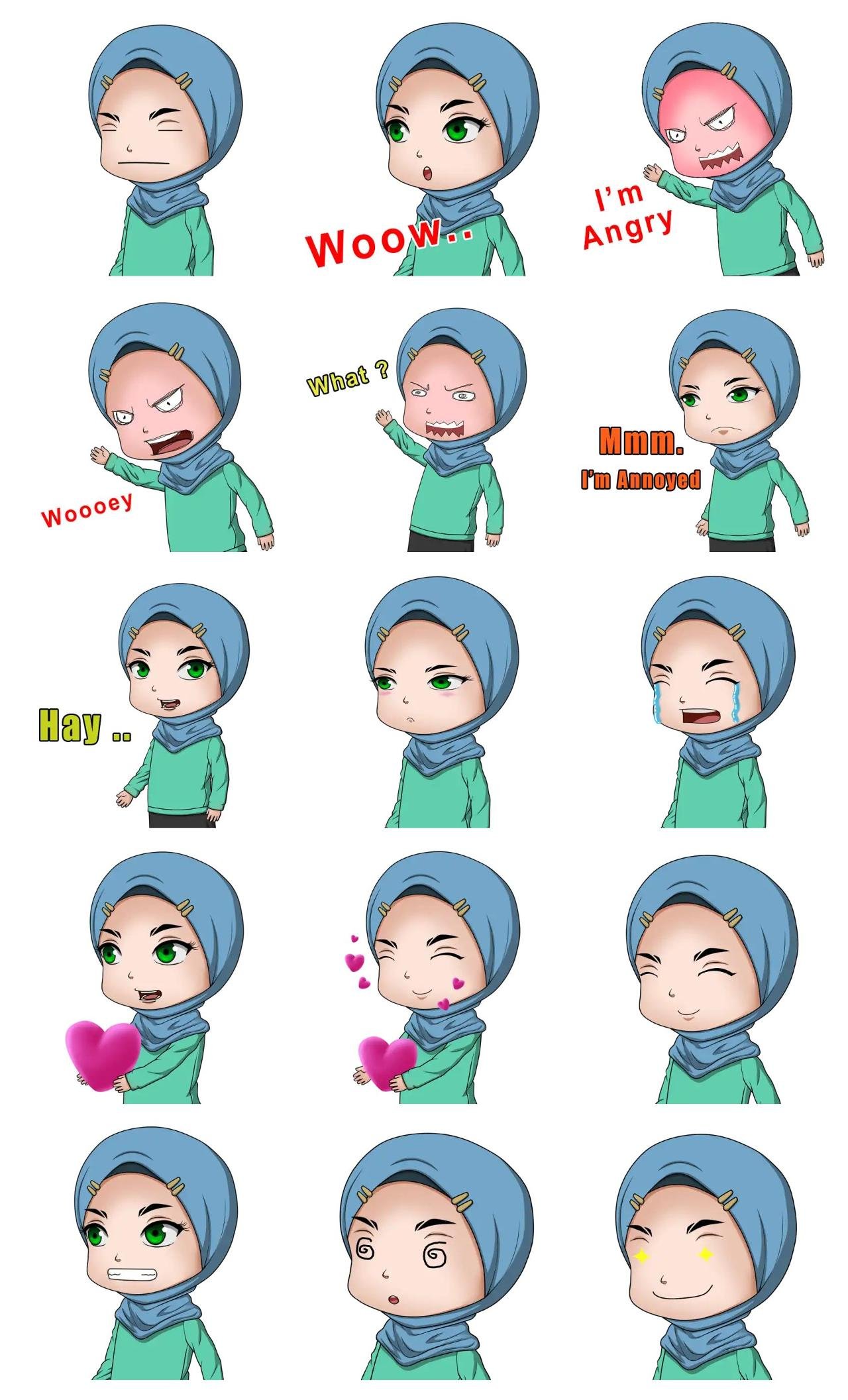 si Odah muslimah Animation/Cartoon,RAMADAN,People sticker pack for Whatsapp, Telegram, Signal, and others chatting and message apps