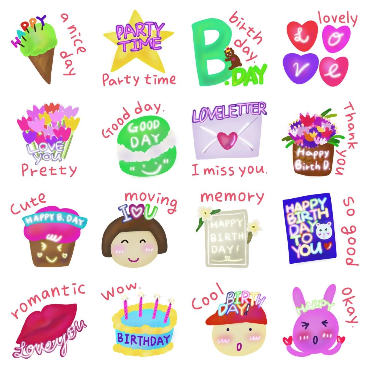 Happy birthday party 2 Anniversary,Birthday,Celebrity sticker pack for Whatsapp, Telegram, Signal, and others chatting and message apps