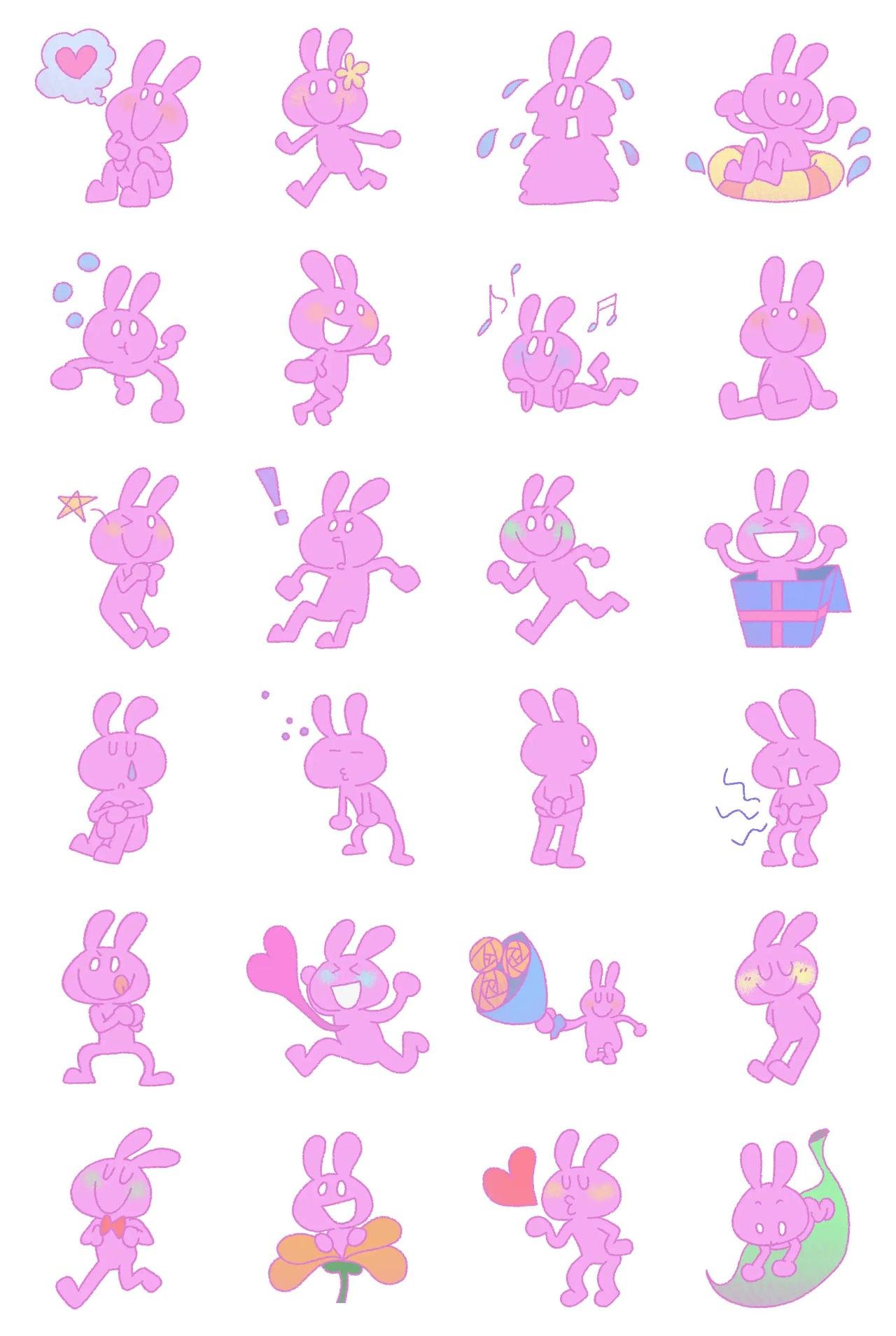 pink bunny, tot_gi kim Animals,Romance,Animation/Cartoon sticker pack for Whatsapp, Telegram, Signal, and others chatting and message apps