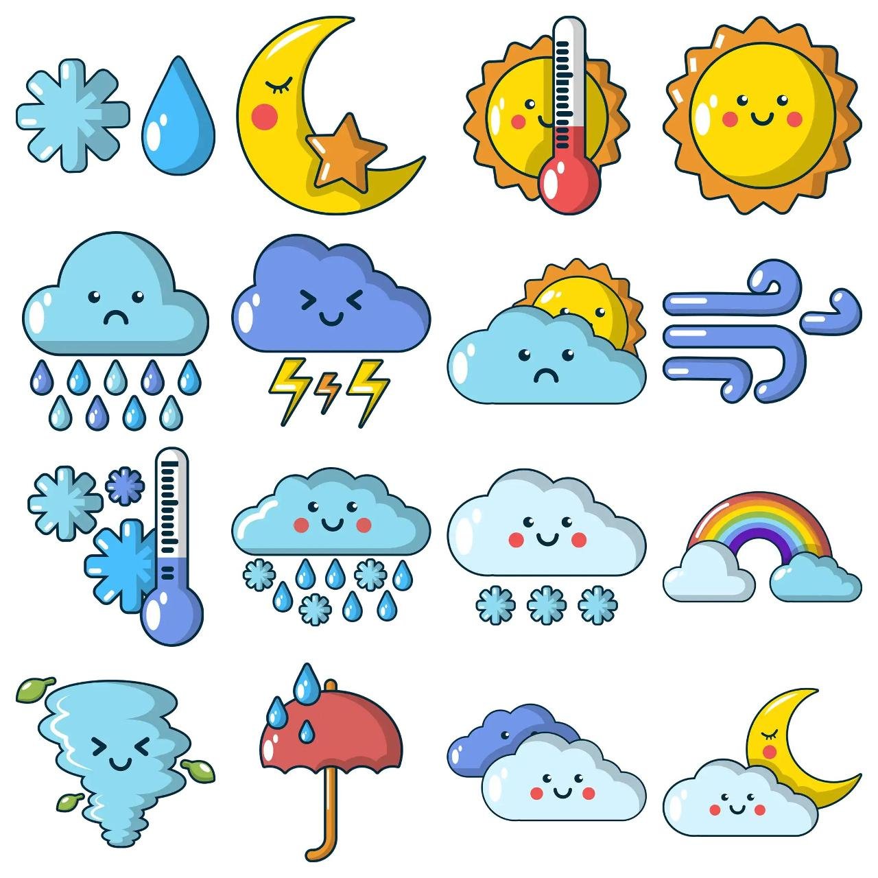 kawai weather stickers Weather/Nature,FAMILY,Culture sticker pack for Whatsapp, Telegram, Signal, and others chatting and message apps