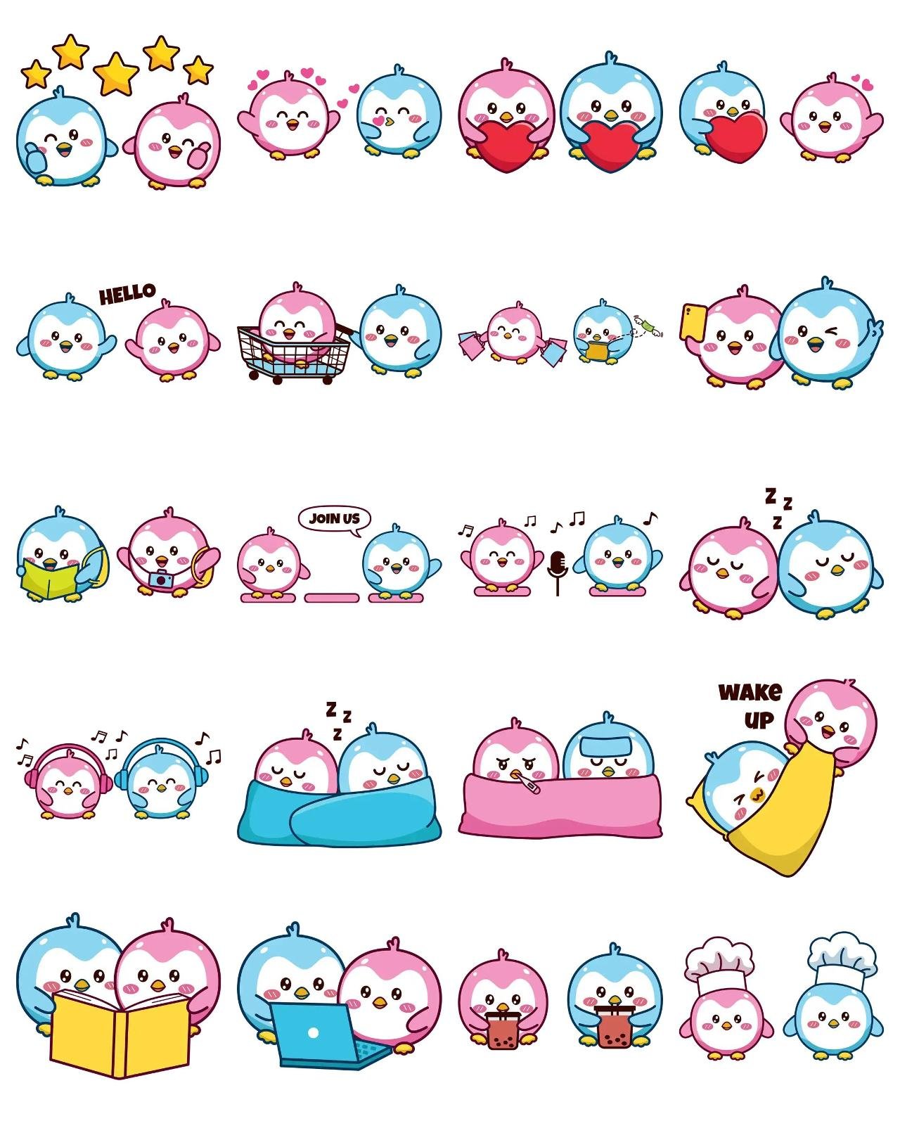 cute little penguin stickers 1 Animals,Weather/Nature,Culture sticker pack for Whatsapp, Telegram, Signal, and others chatting and message apps