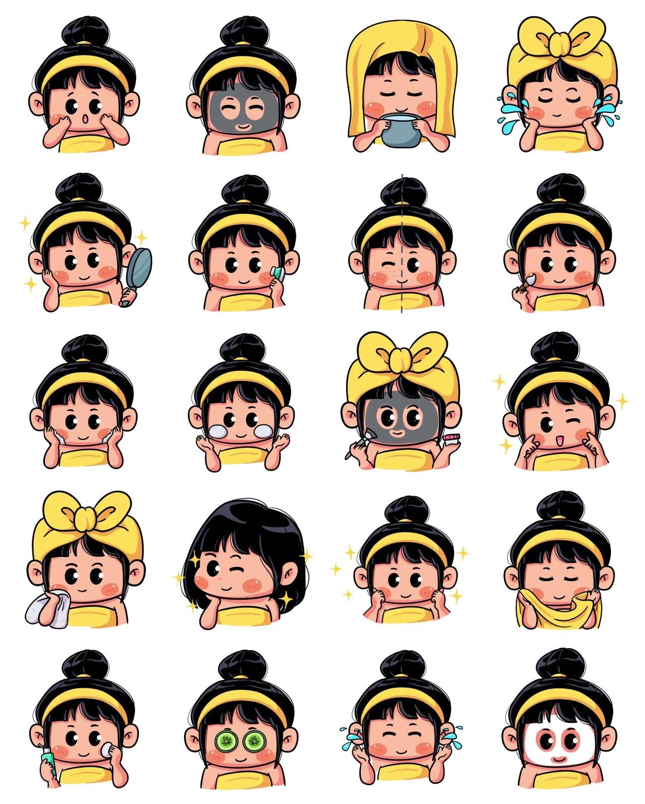 Skincare cute girl Animation/Cartoon,Romance,People sticker pack for Whatsapp, Telegram, Signal, and others chatting and message apps