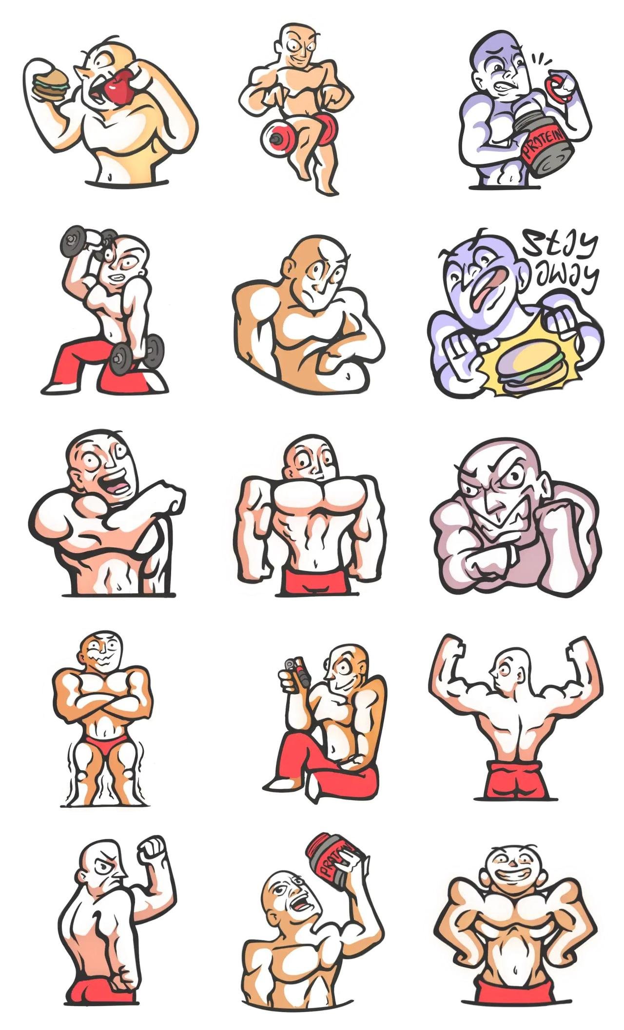 Baldy builders Sports,People,Gag sticker pack for Whatsapp, Telegram, Signal, and others chatting and message apps