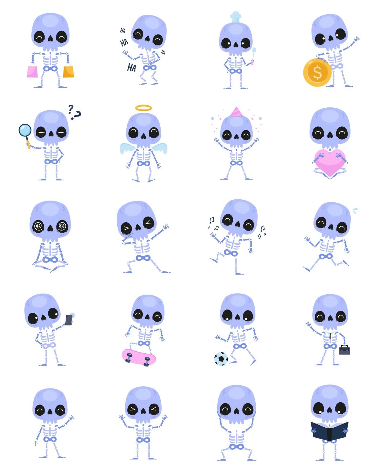 Cute Skeleton Animals,Animation/Cartoon,Romance sticker pack for Whatsapp, Telegram, Signal, and others chatting and message apps