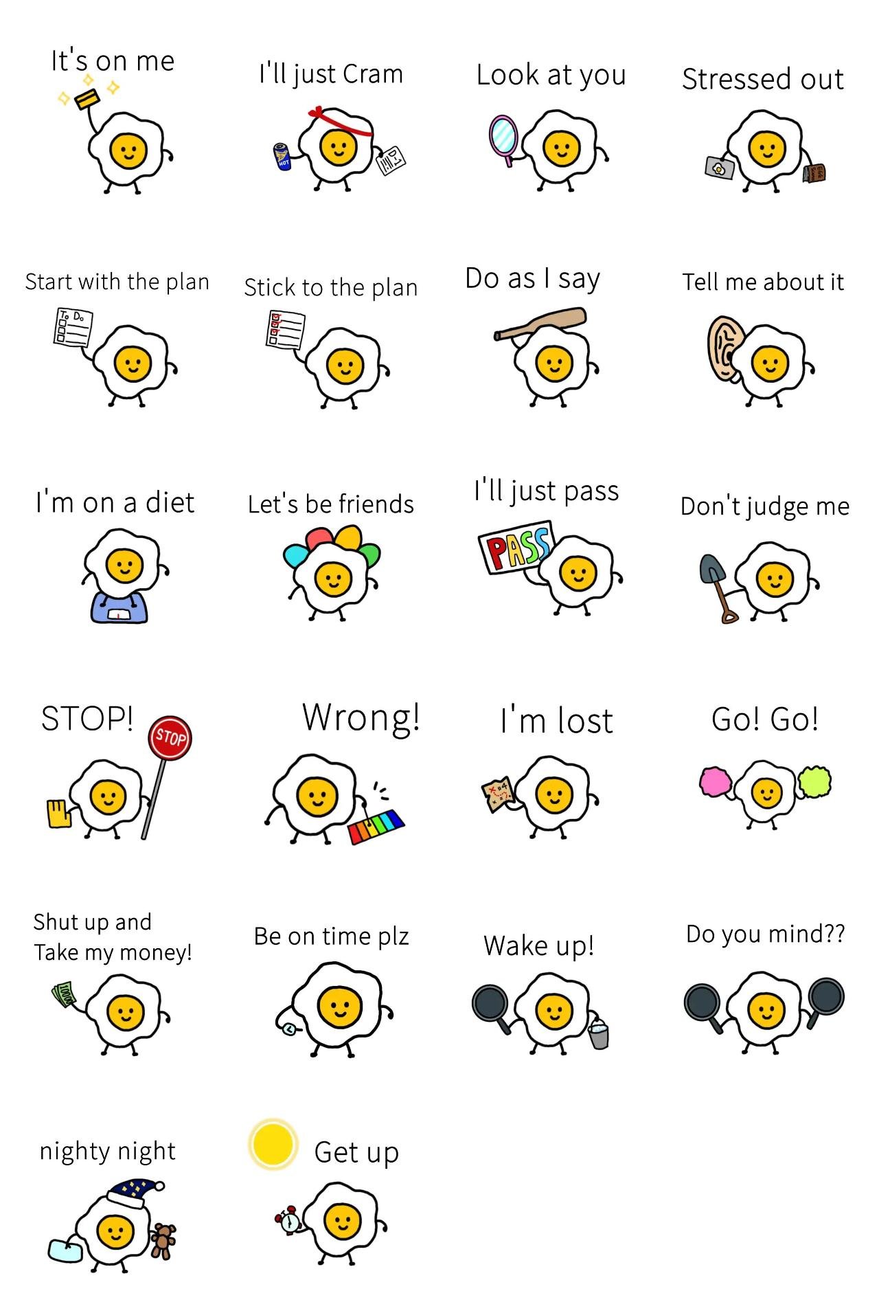 Smashy Fried Egg Food/Drink sticker pack for Whatsapp, Telegram, Signal, and others chatting and message apps