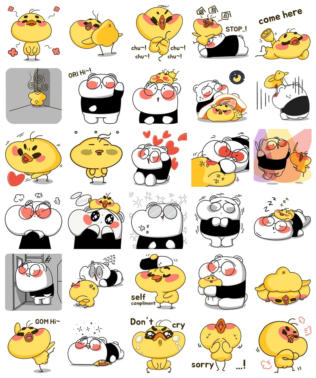 Hi i'm ORIGOM(duck+White bear) Animation/Cartoon,emotion sticker pack for Whatsapp, Telegram, Signal, and others chatting and message apps