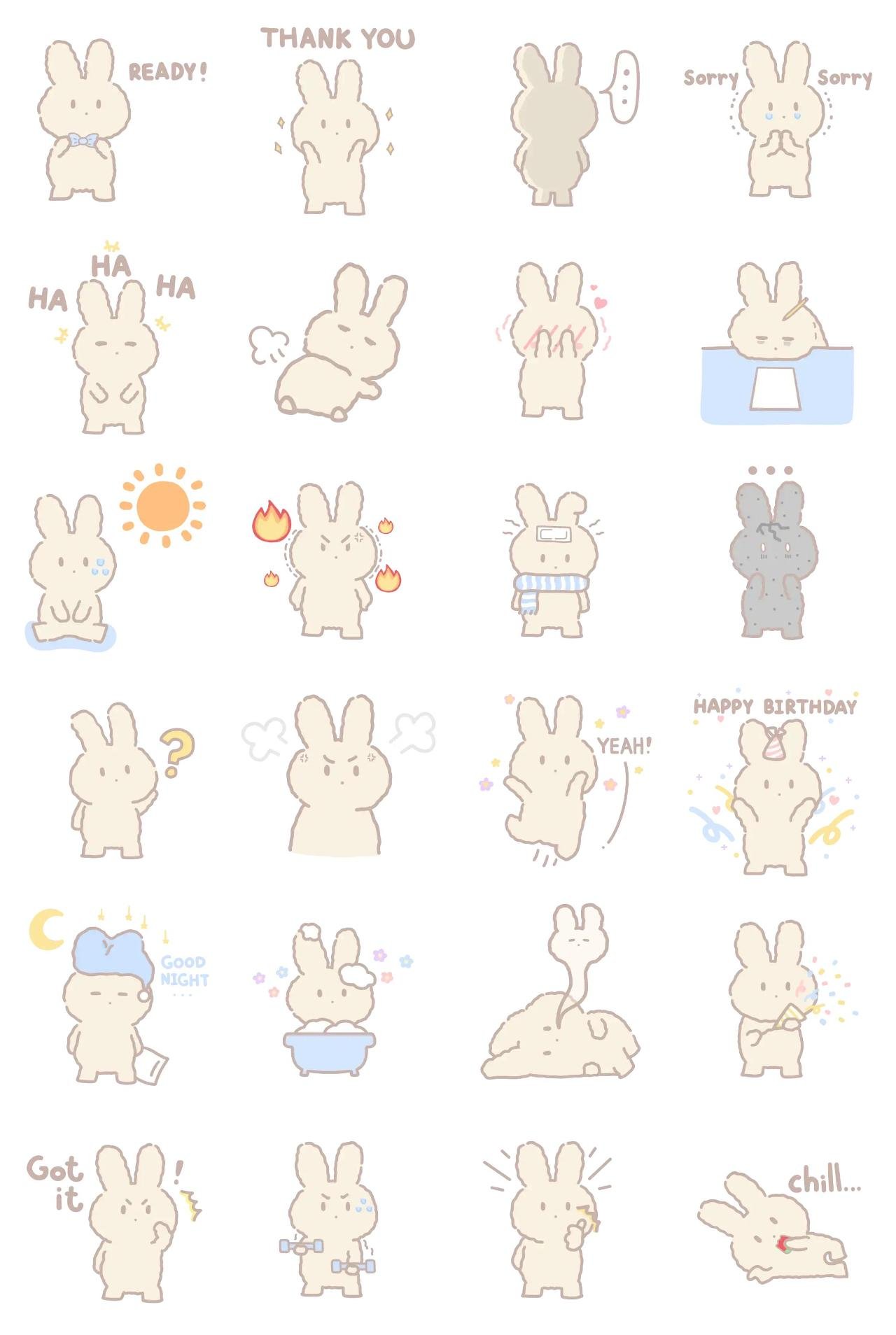 HOSHI the bunny v.2 Animals,Easter,Etc sticker pack for Whatsapp, Telegram, Signal, and others chatting and message apps