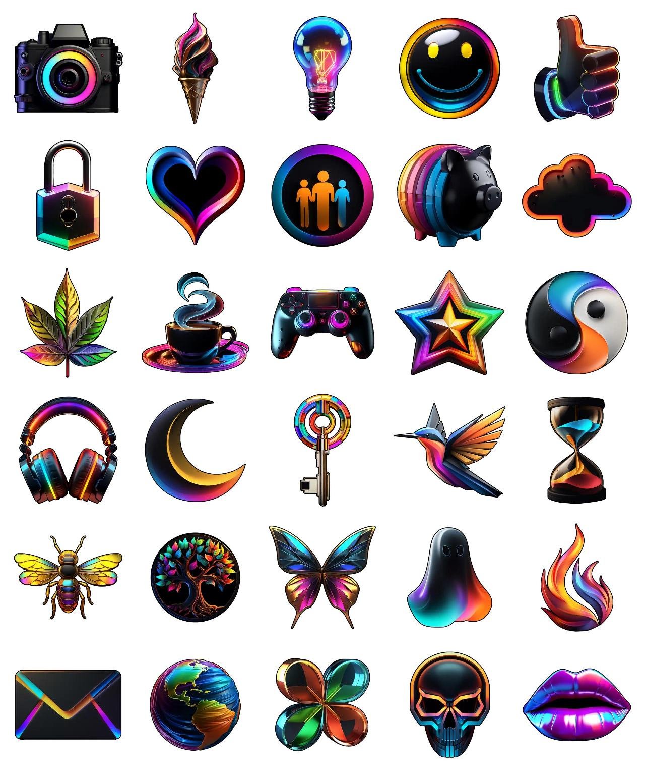 BLACK Collection Etc,Objects sticker pack for Whatsapp, Telegram, Signal, and others chatting and message apps