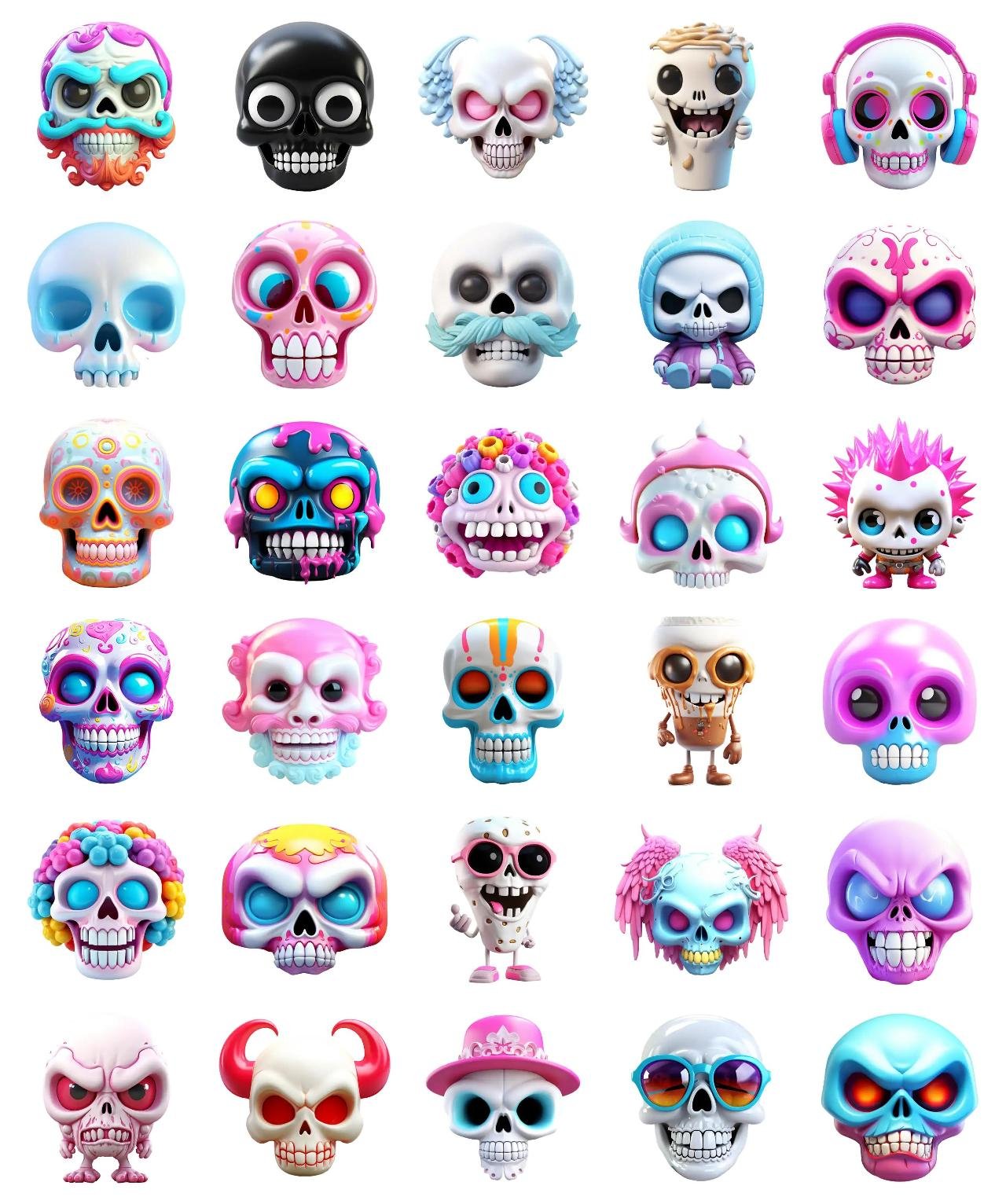 Funny 3D Skulls Halloween,Animation/Cartoon,Etc sticker pack for Whatsapp, Telegram, Signal, and others chatting and message apps