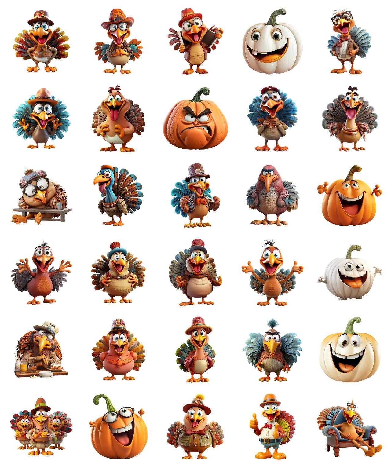 Thanksgiving Joy Animals,Animation/Cartoon,Etc sticker pack for Whatsapp, Telegram, Signal, and others chatting and message apps